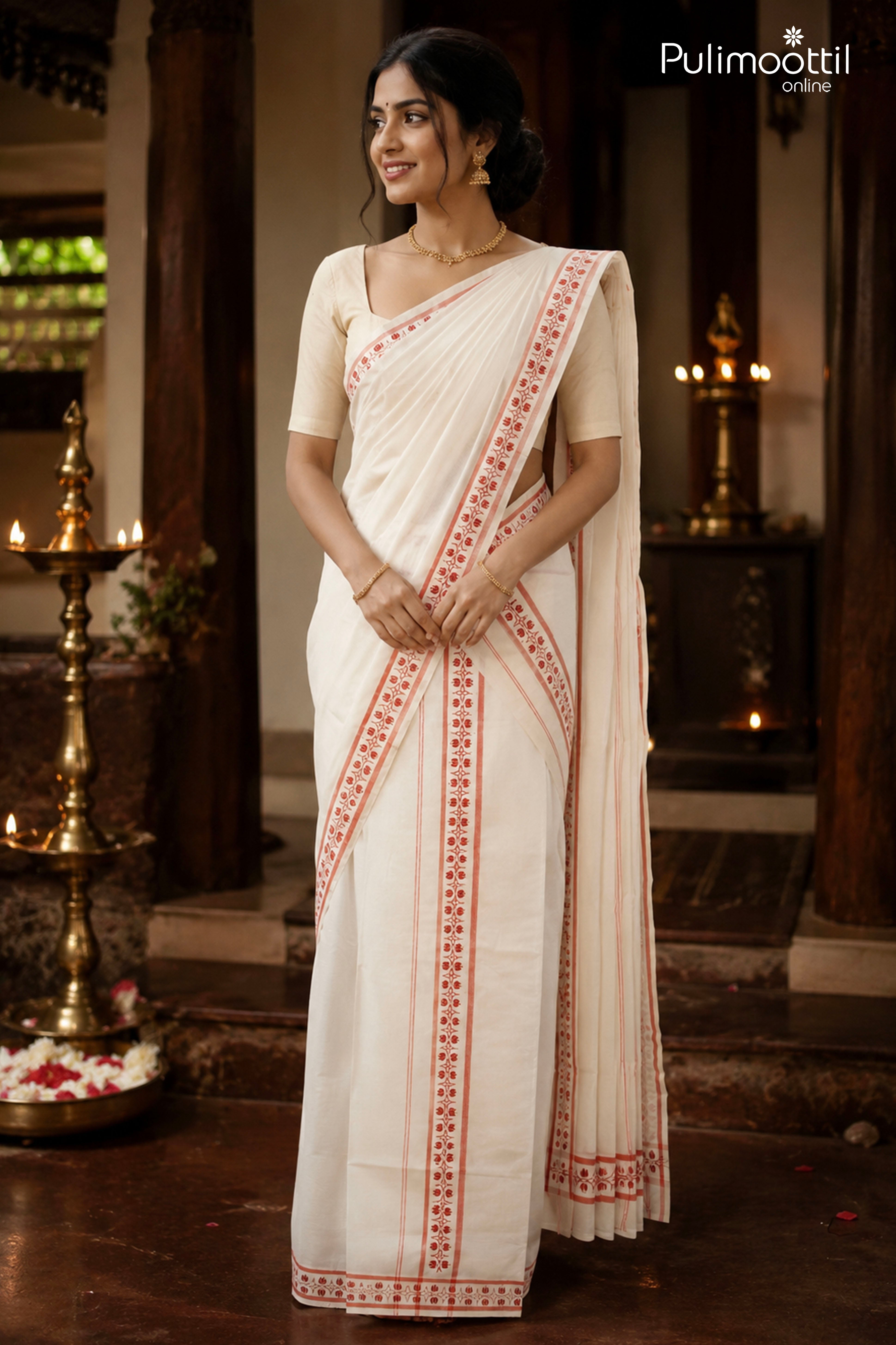 Onam Special Kerala Traditional Cotton Off White Set Mundu