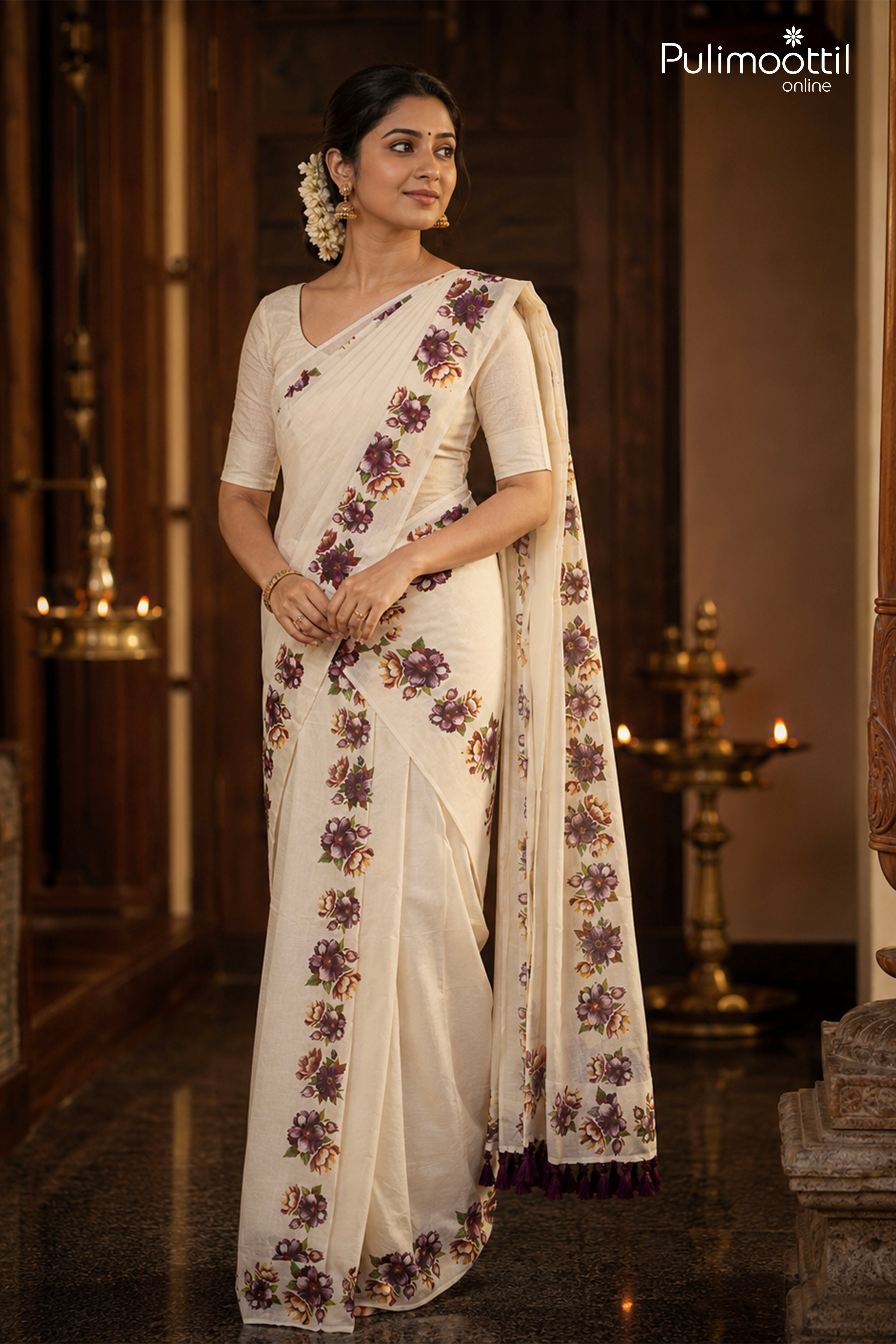 Onam Special Kerala Traditional Cotton Off White Set Mundu