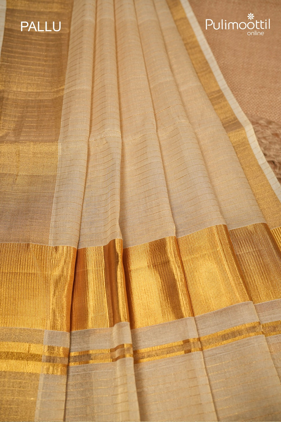 Kerala Traditional Golden Tissue Handloom Set Saree