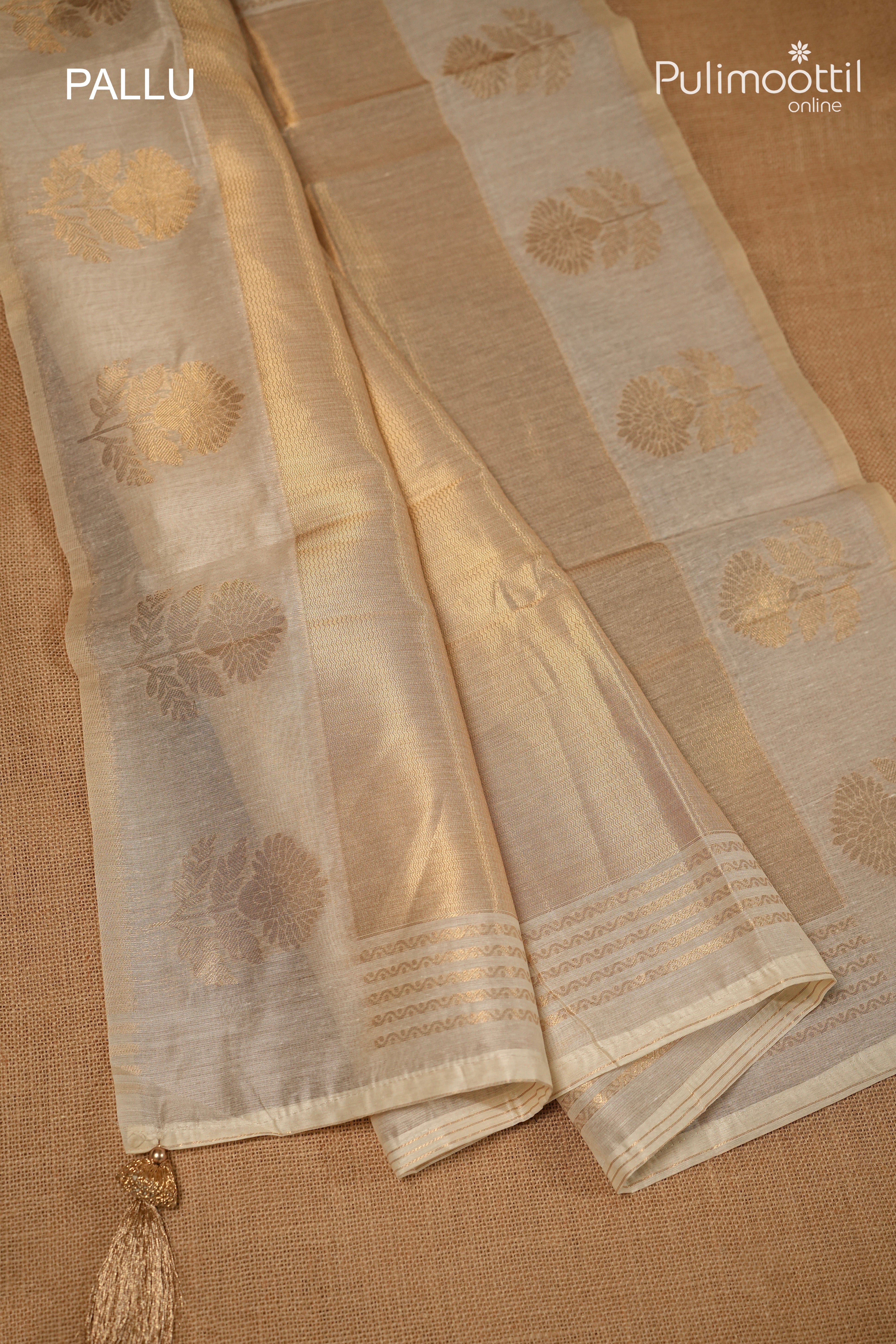 Offwhite Colour Semi Chanderi Traditional Saree