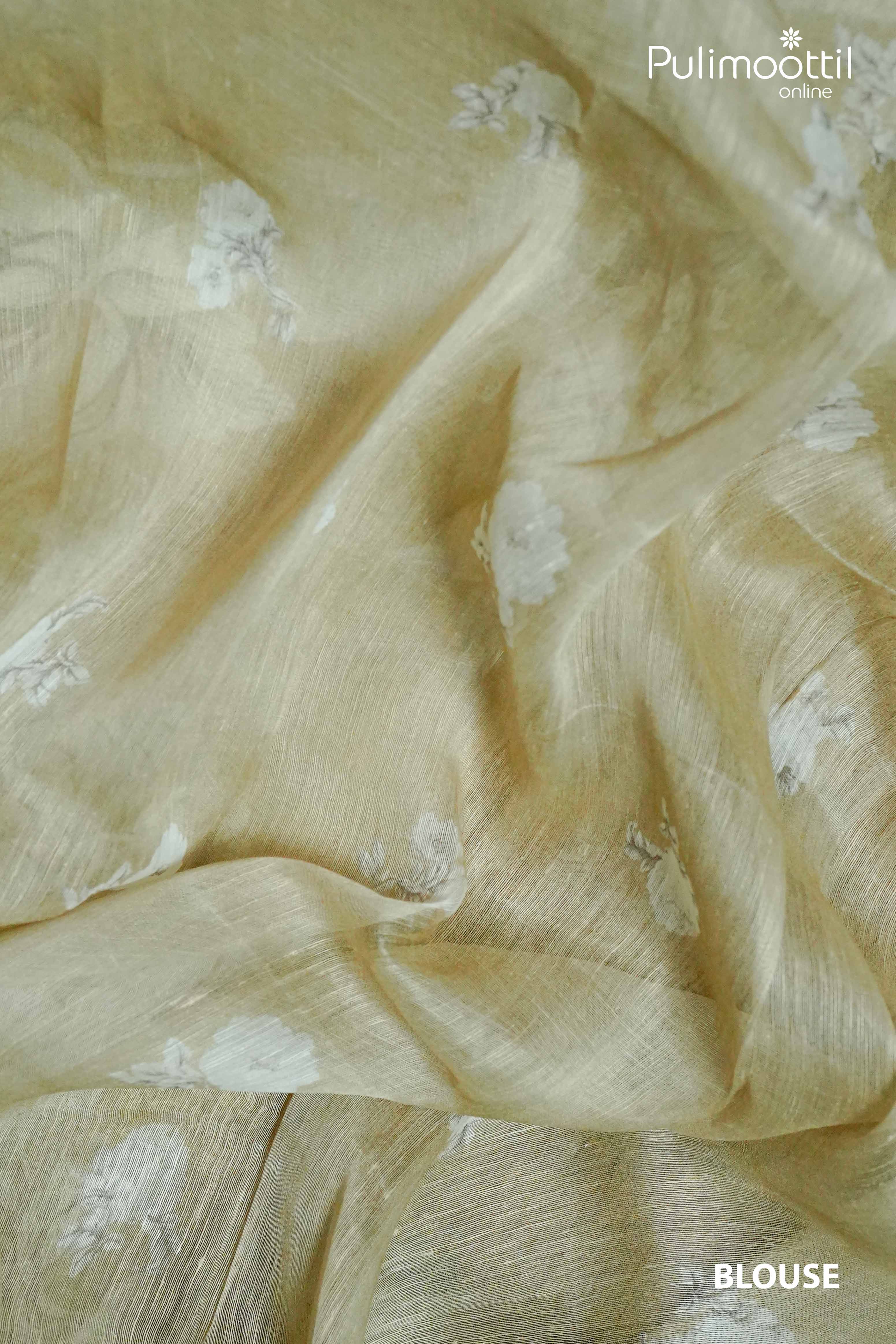 Classic Taupe Colour Linen Silk Saree.
