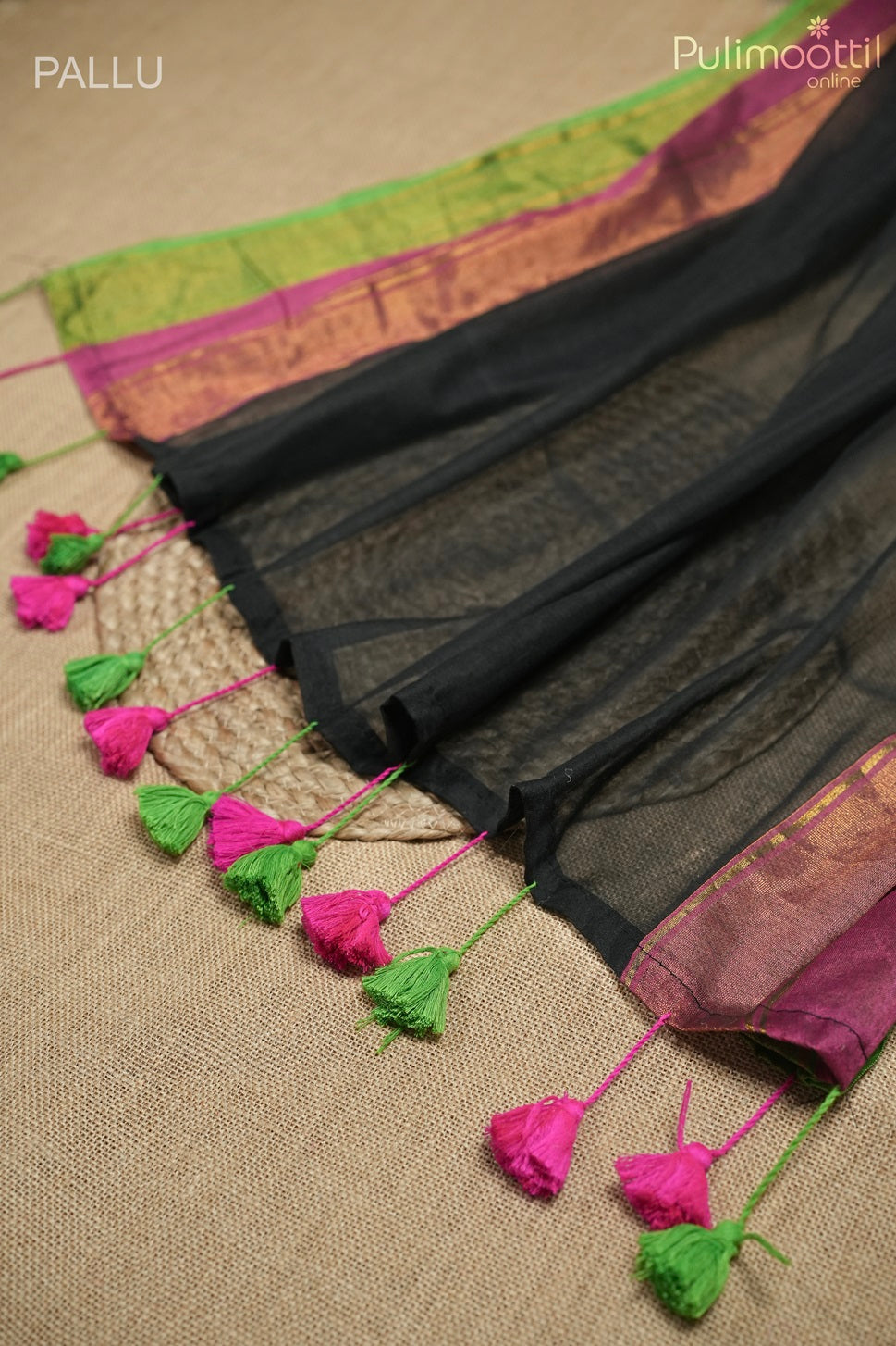 Black Colour Mul Cotton Saree