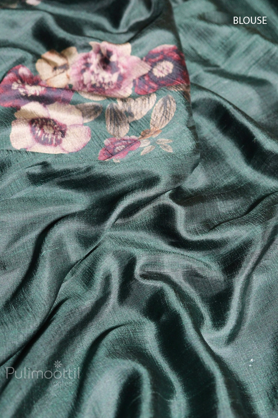 Dark Green Colour Soft Printed Tassels Silk Saree