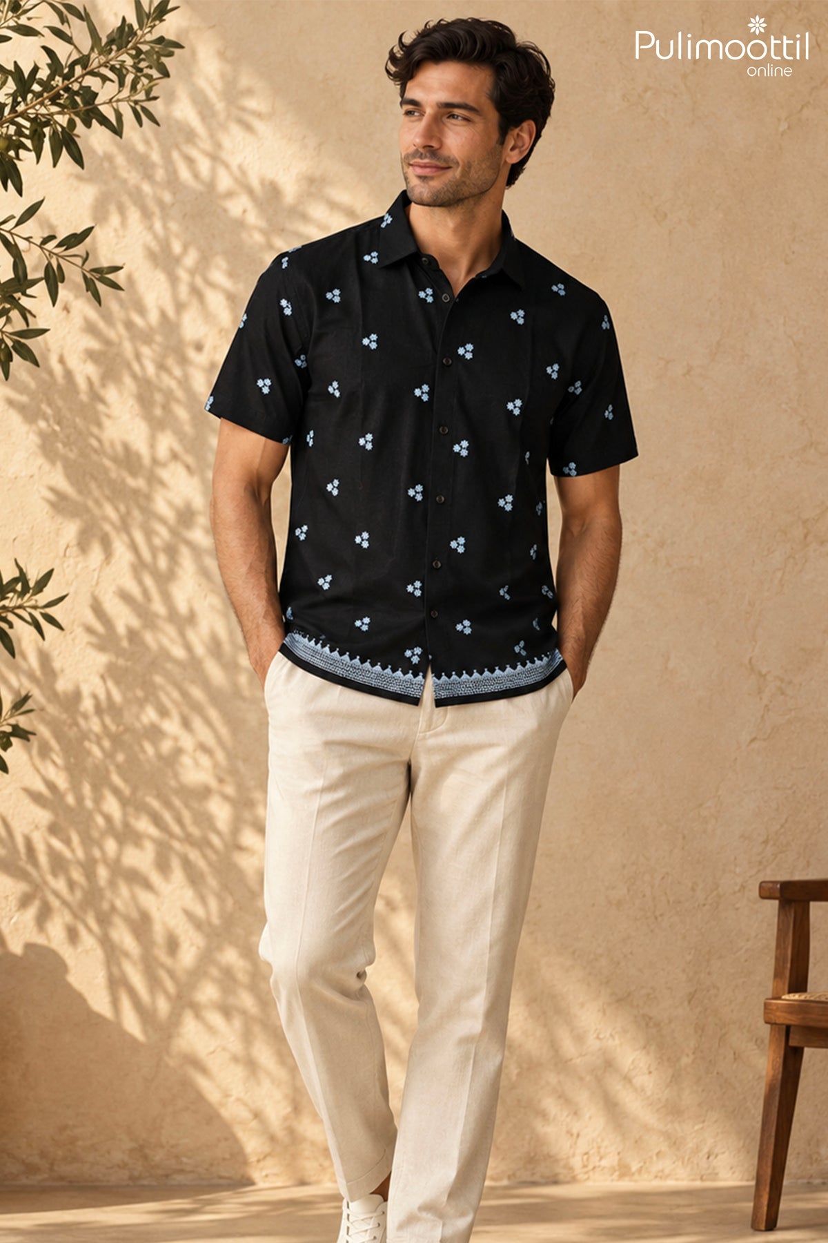Black Color Half Sleeve Mens Shirt