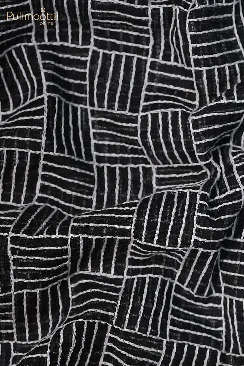 Black Colour Net Kota Fabric