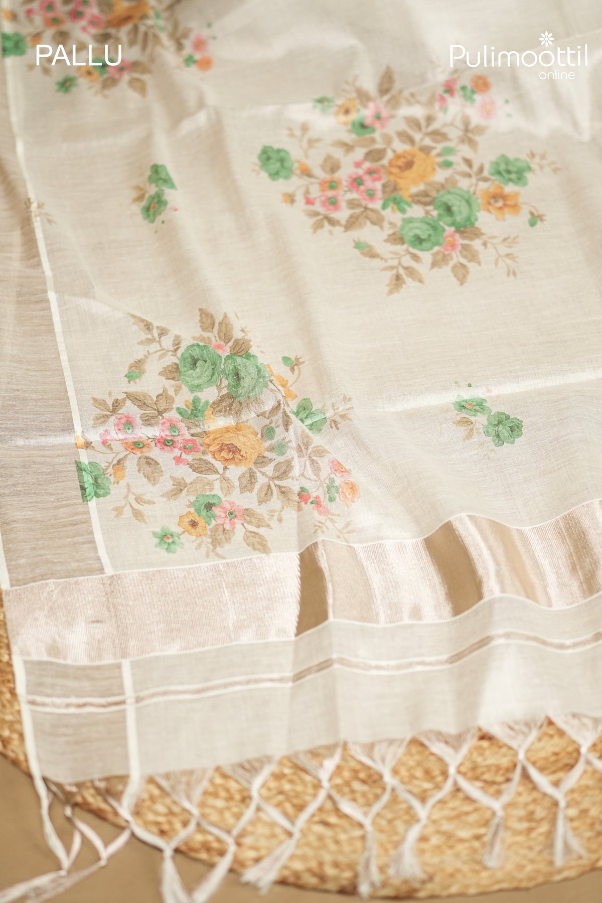 Kerala Traditional White Gold Set Saree