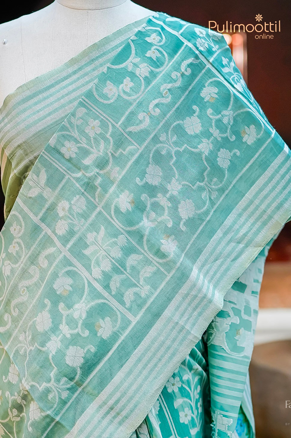 Pastel Mint Green Chanderi Silk Saree