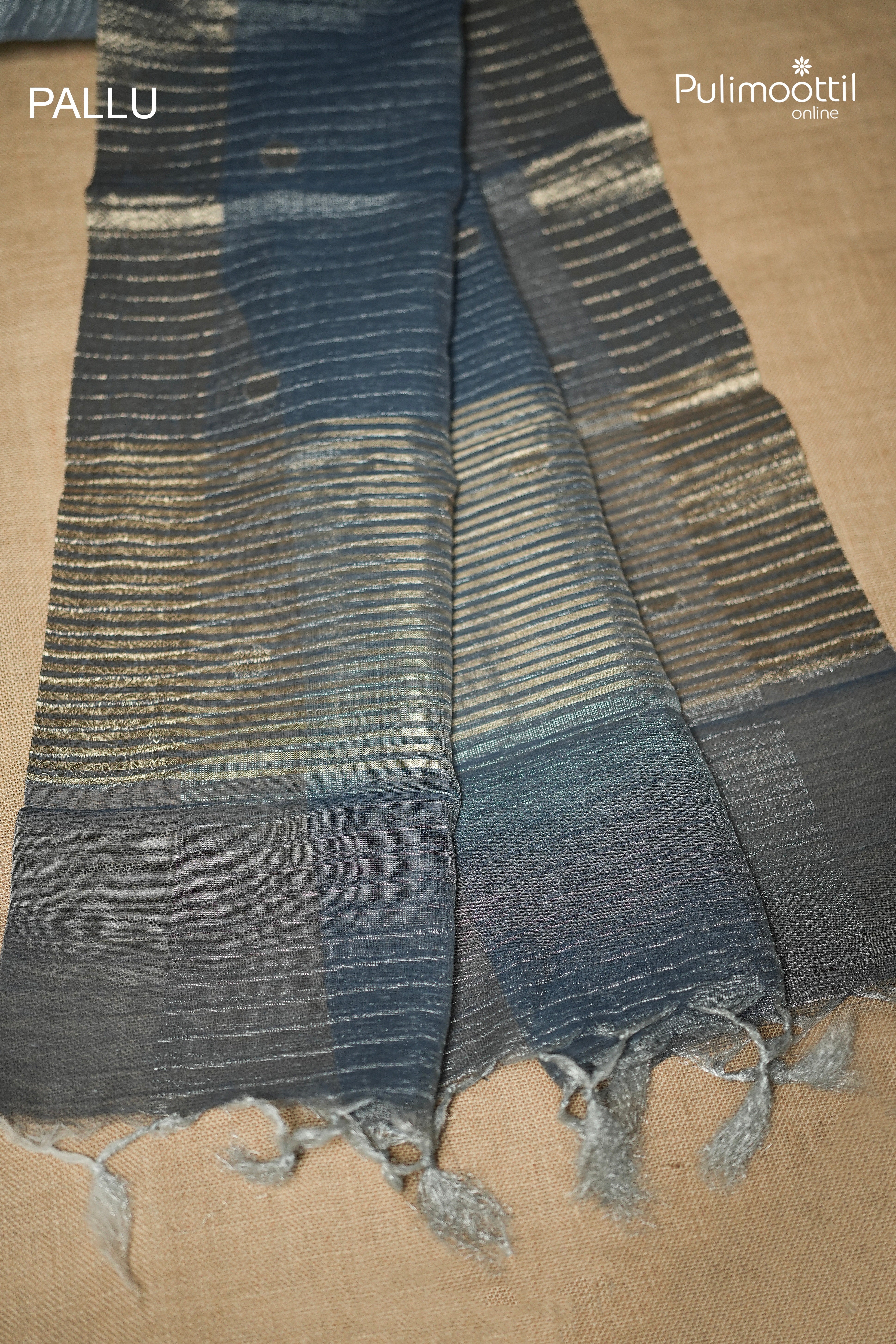 Steel Blue Colour Semi Tissue Saree