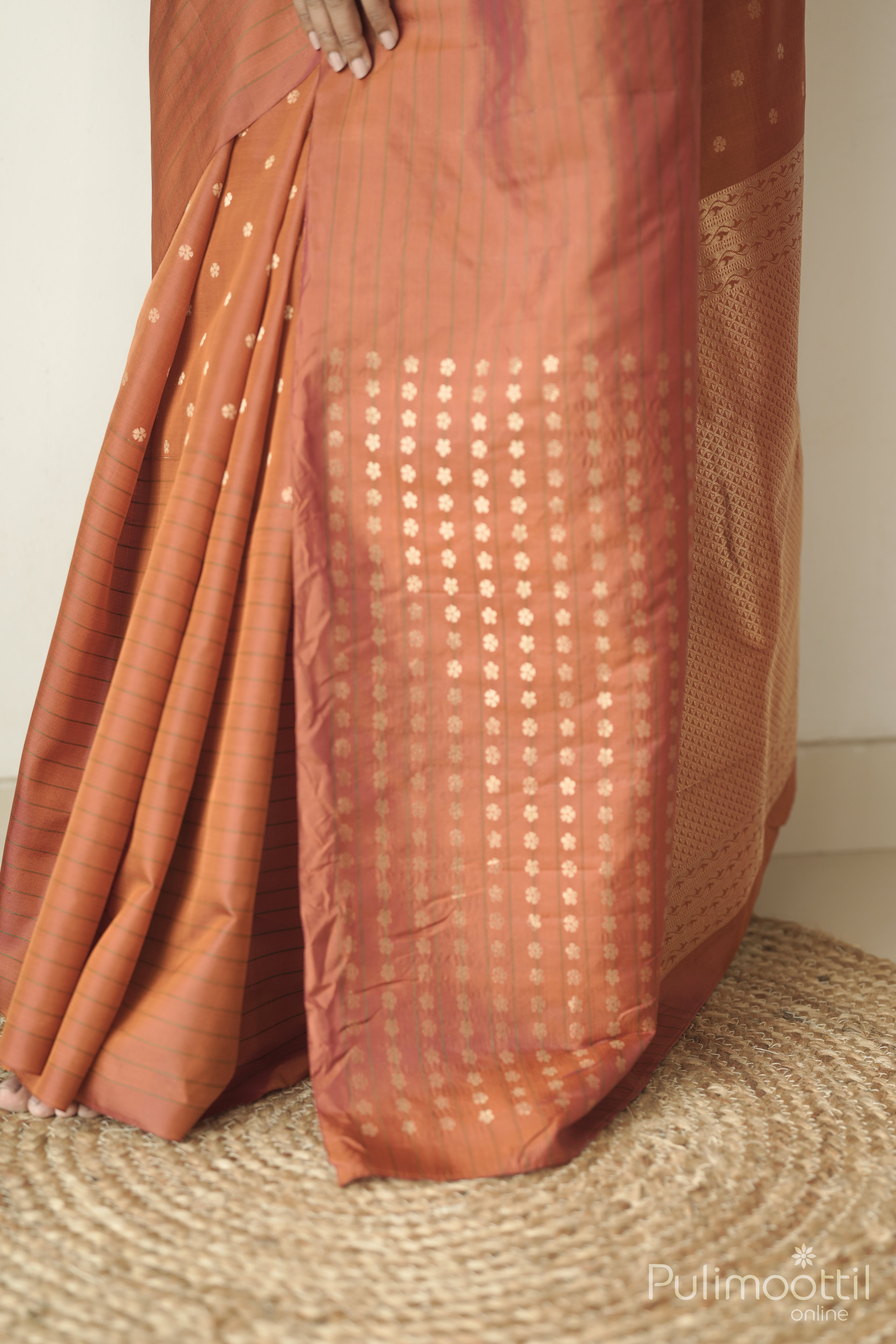 Kanchipuram Brick Shade Saree.