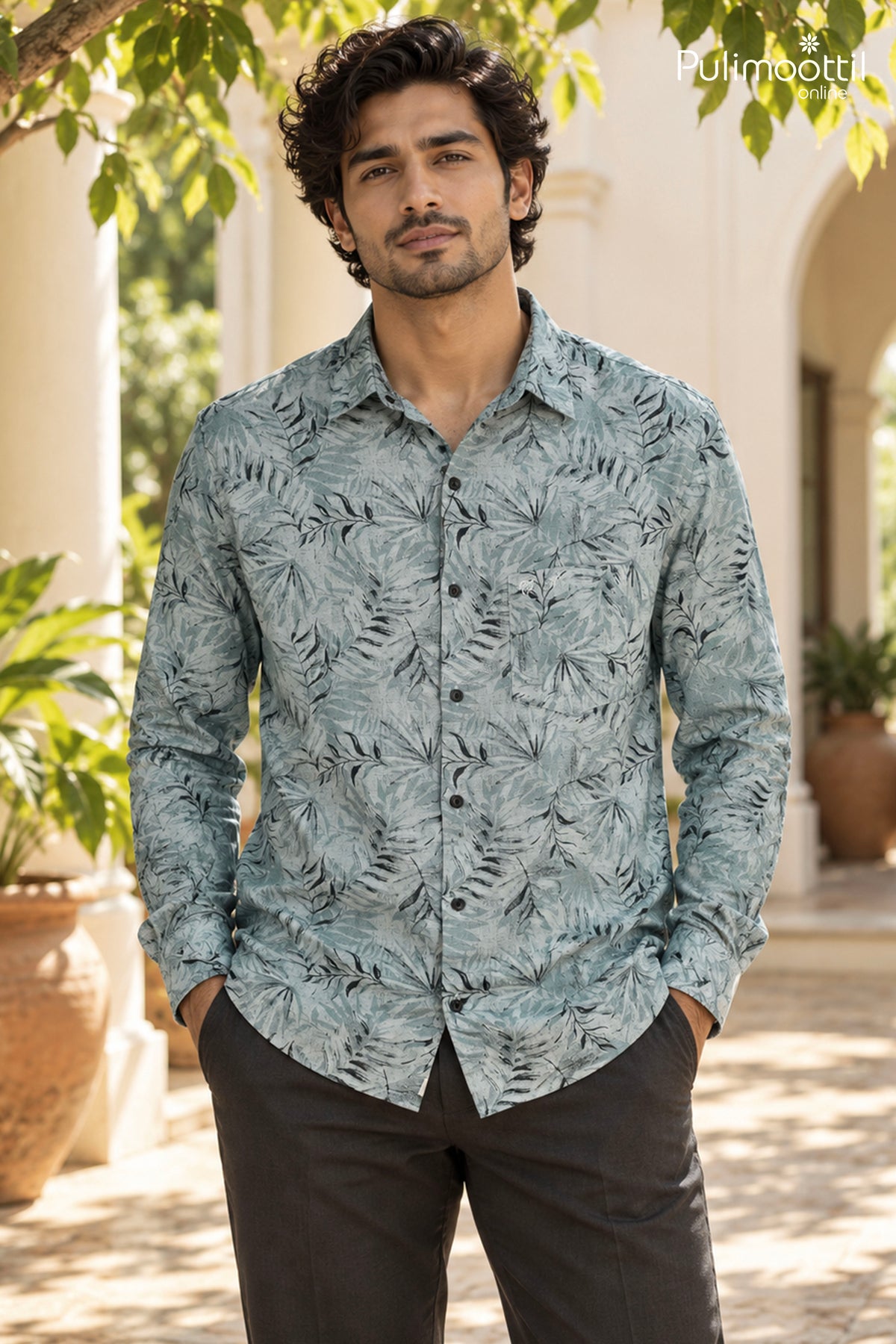 Light Icy Blue Color Full Sleeve Mens Shirt