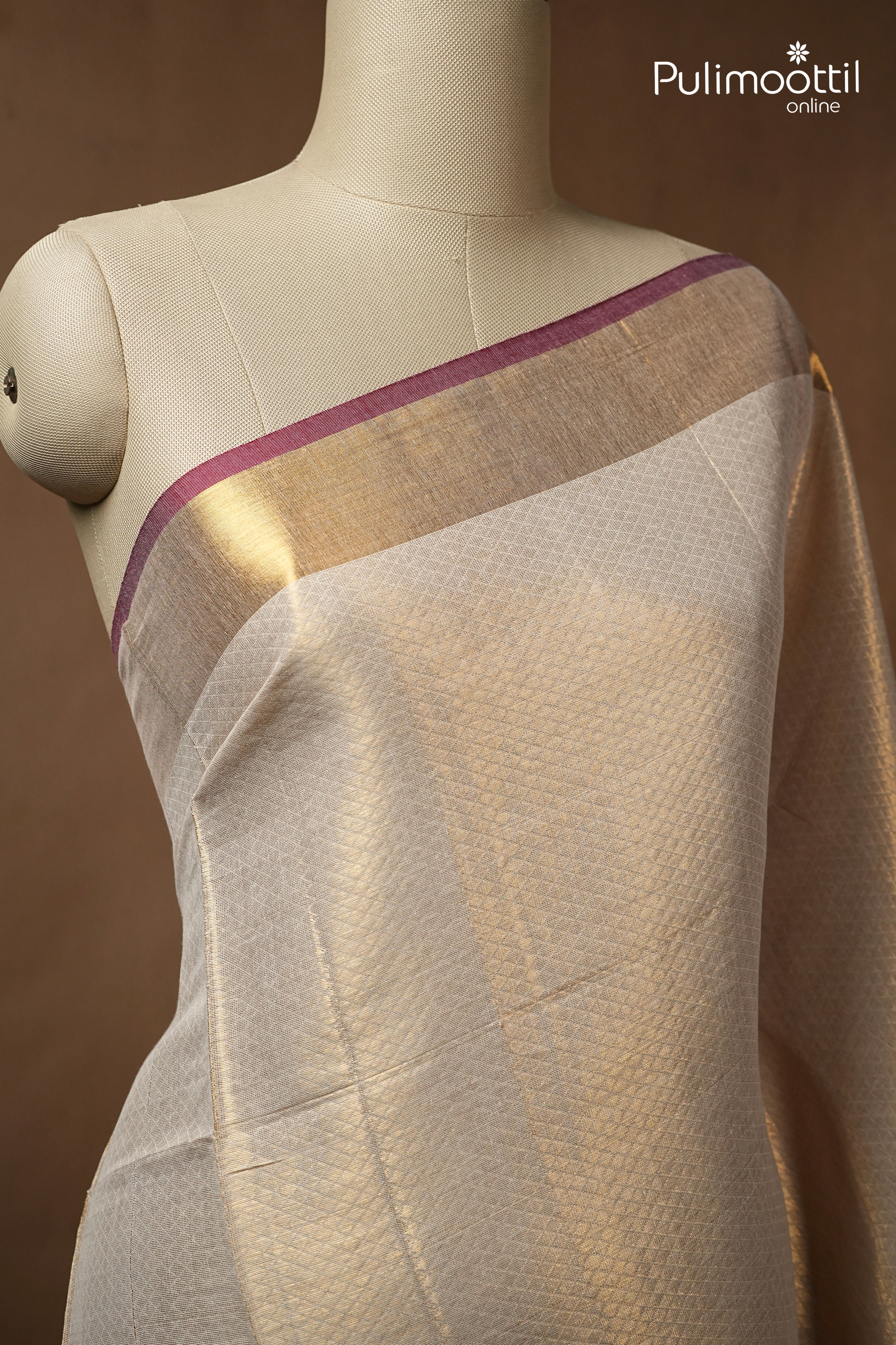 Golden Tissue Mul Cotton Saree