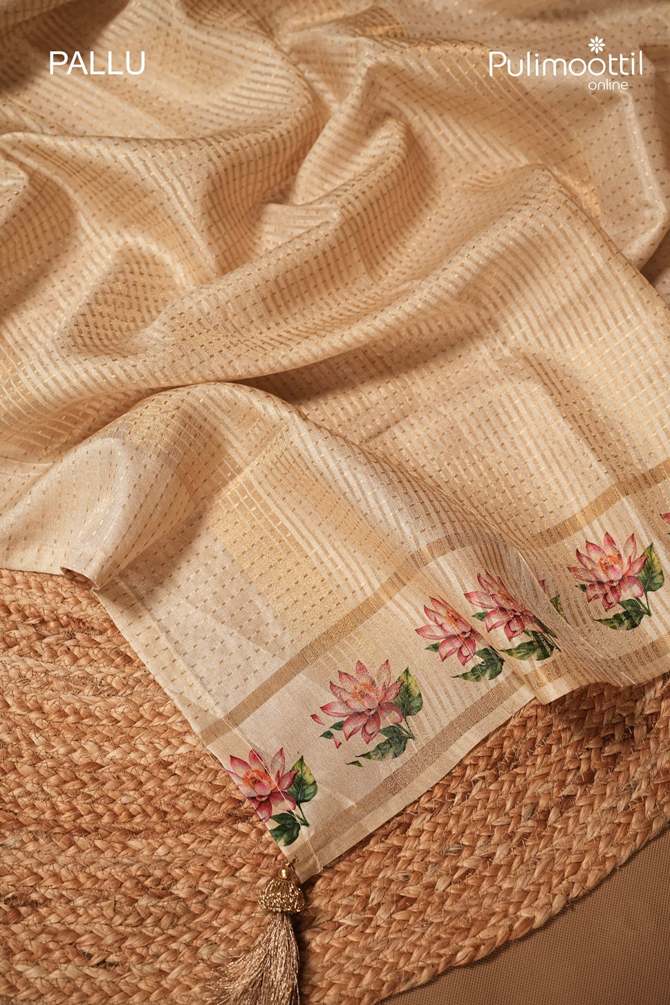 Ivory Colour Semi Jute Traditional Saree