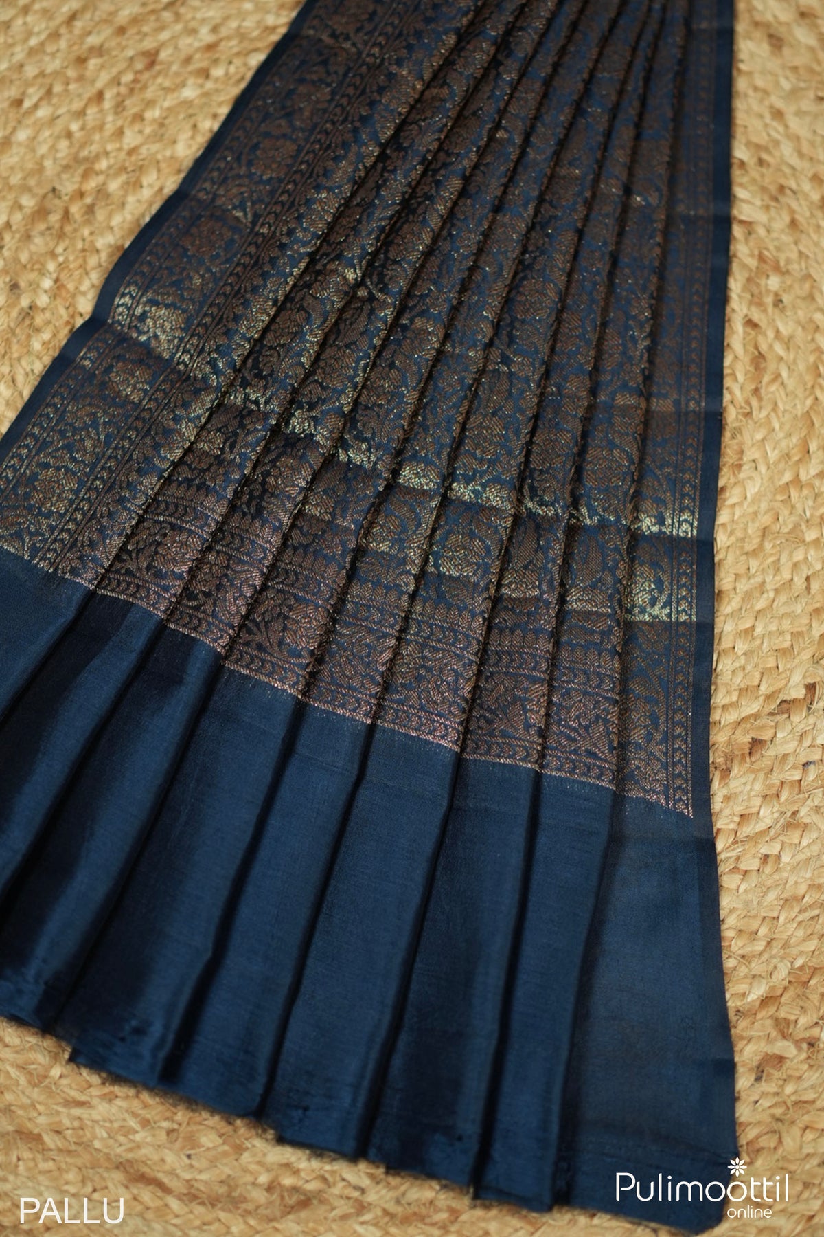 German Blue Color Chanderi Silk Saree