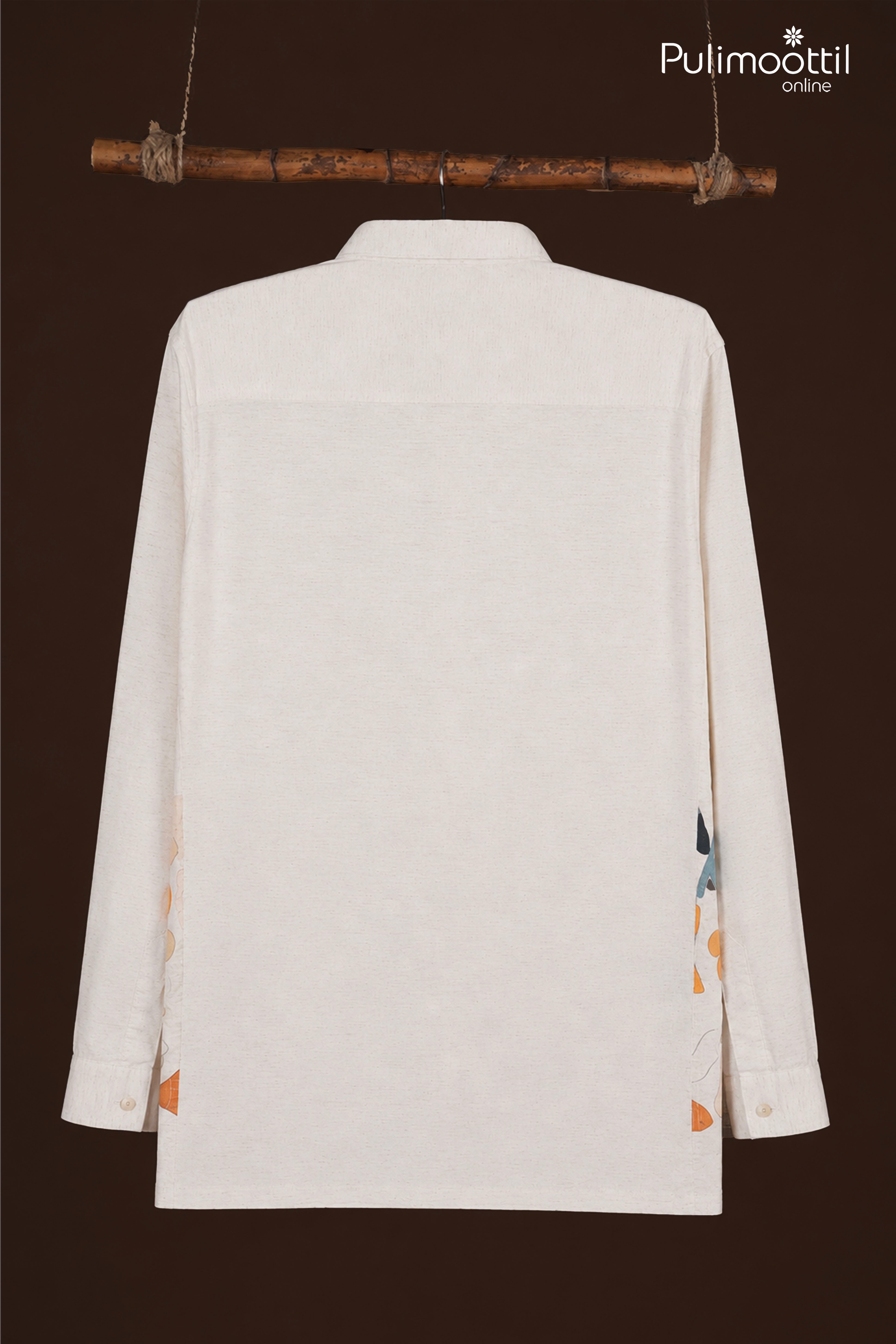 Off White Color Full Sleeve Mens Shirt With Abstract Floral Print