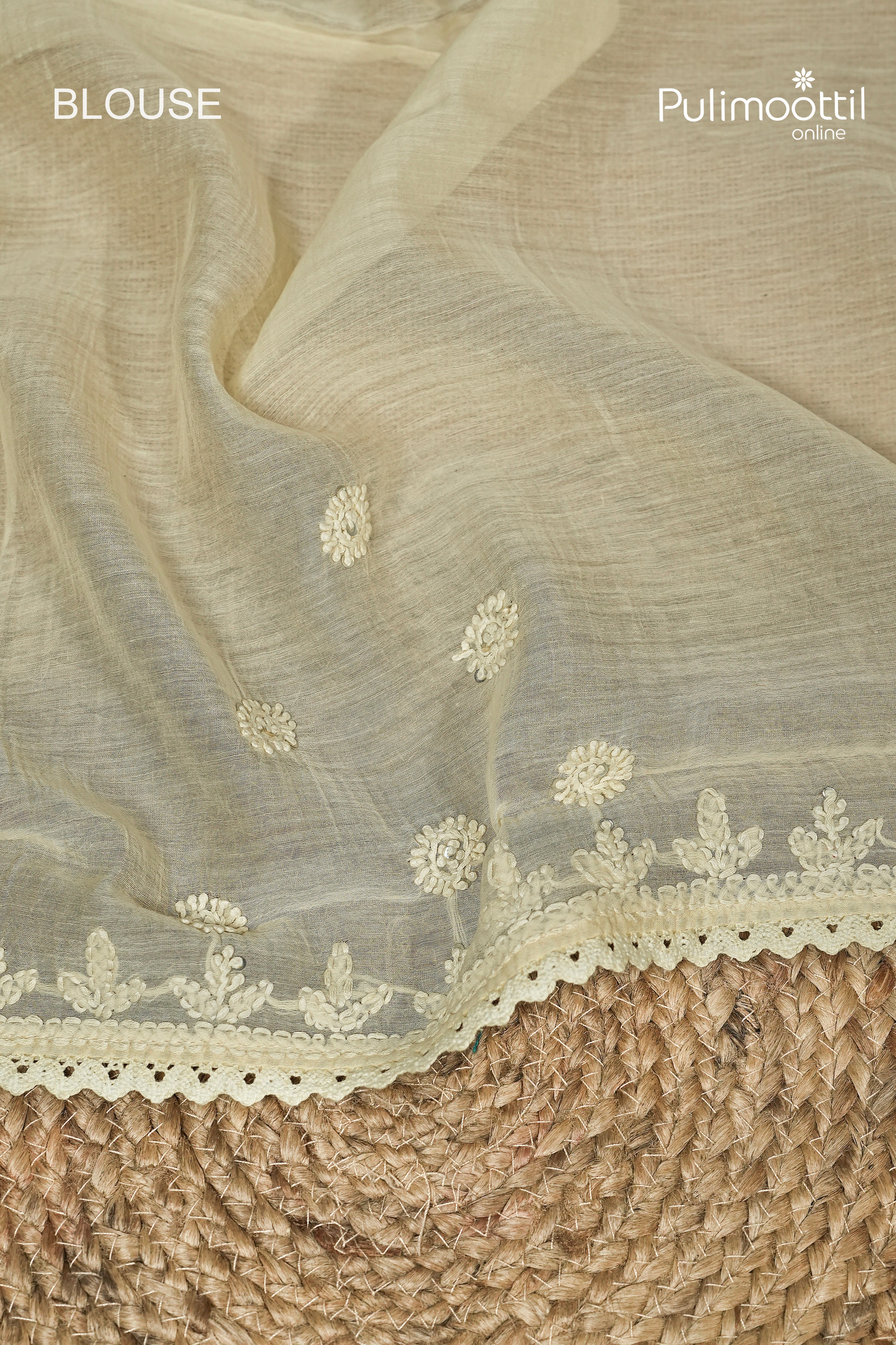 Ivory Colour Chanderi Chikankari Saree