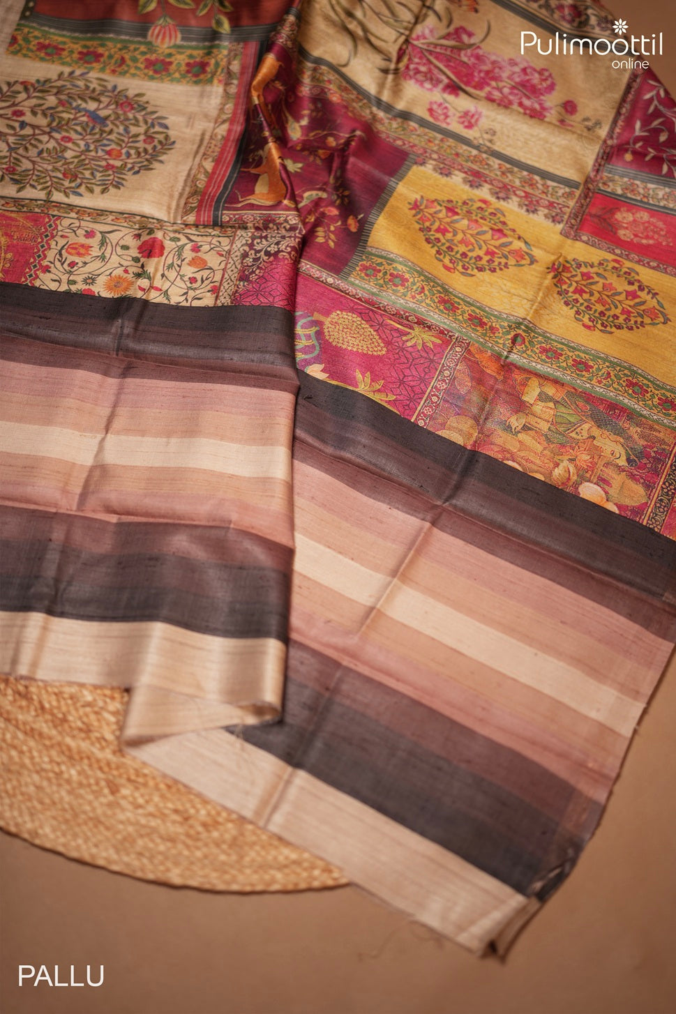 Multicolor Tussar Silk Saree