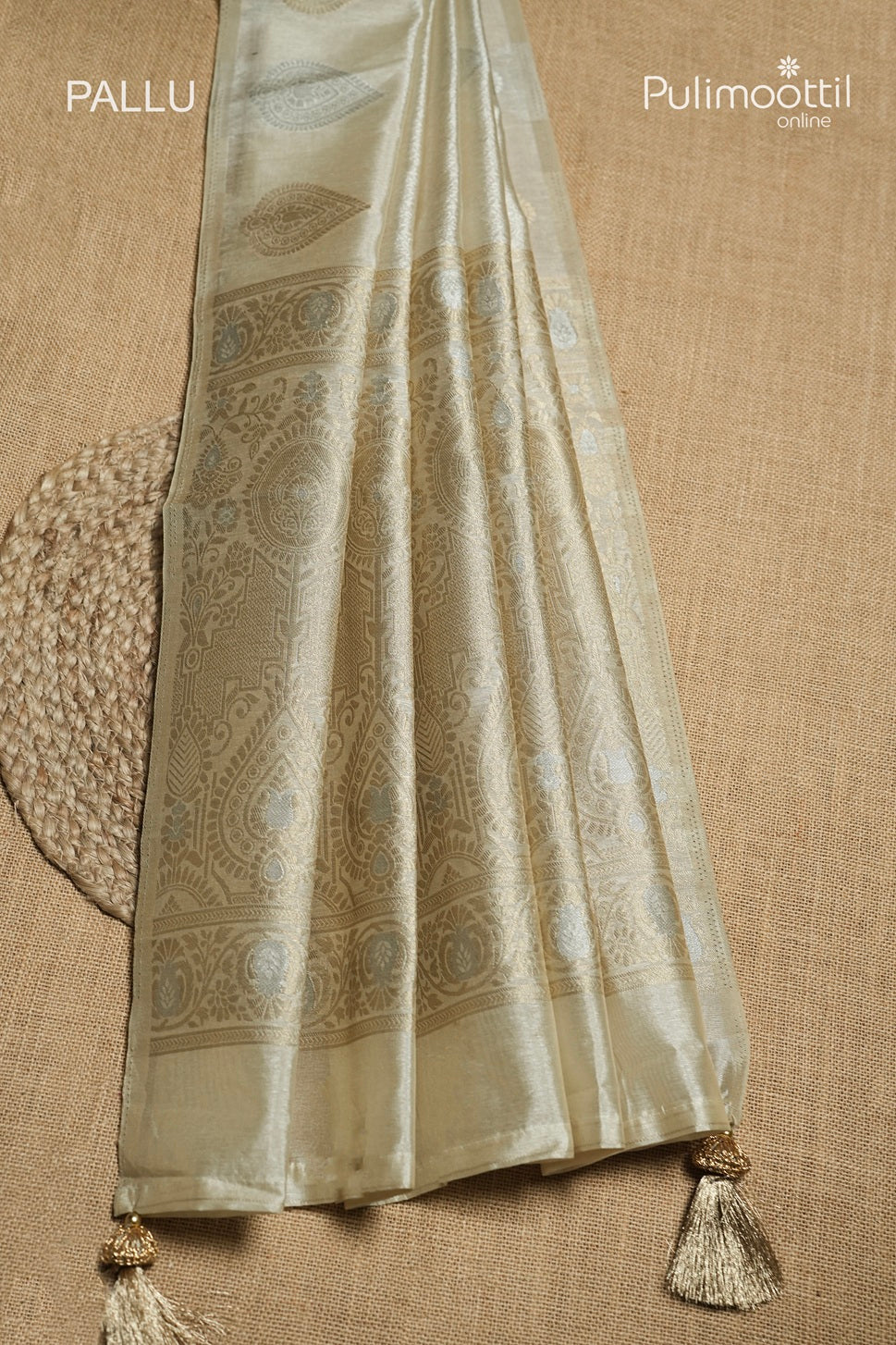 Off White Colour Semi Organza Traditional Saree