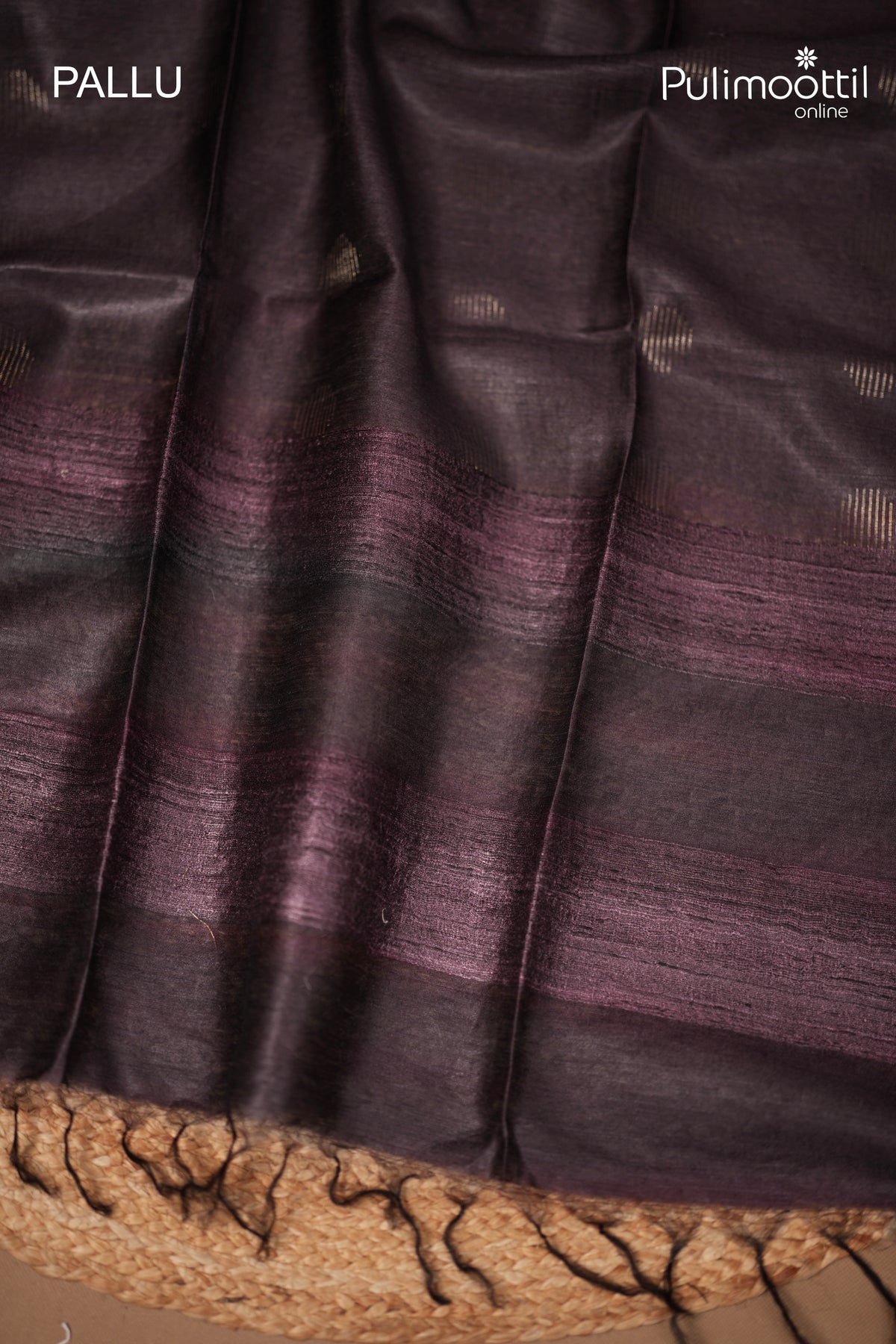 Dark Purple colour Tussar Silk Saree