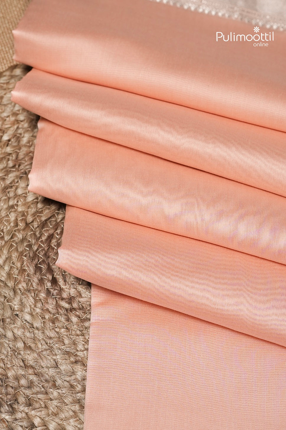 Light Peach Colour Semi Chanderi Saree