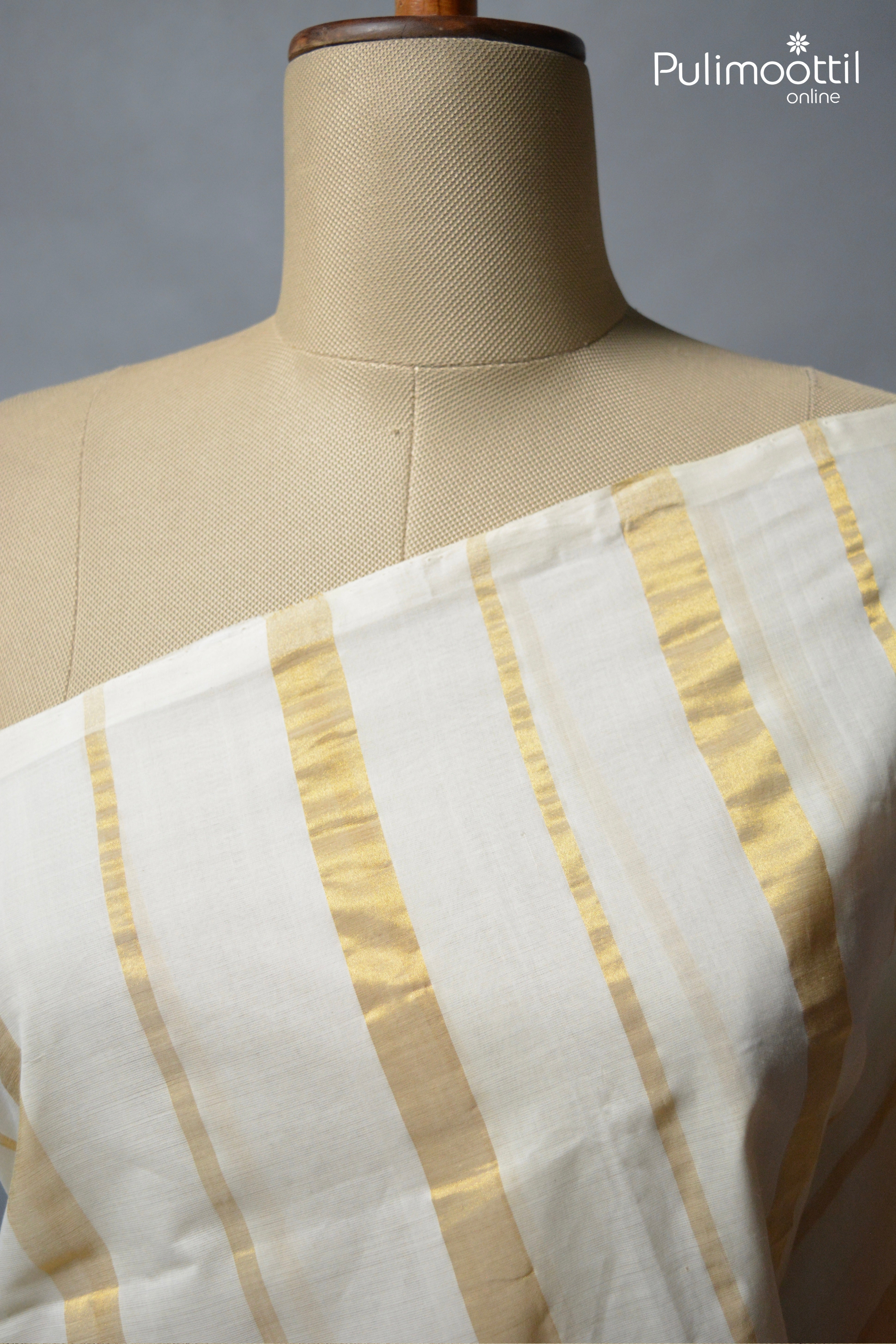 Cream colour Cotton Handloom Saree