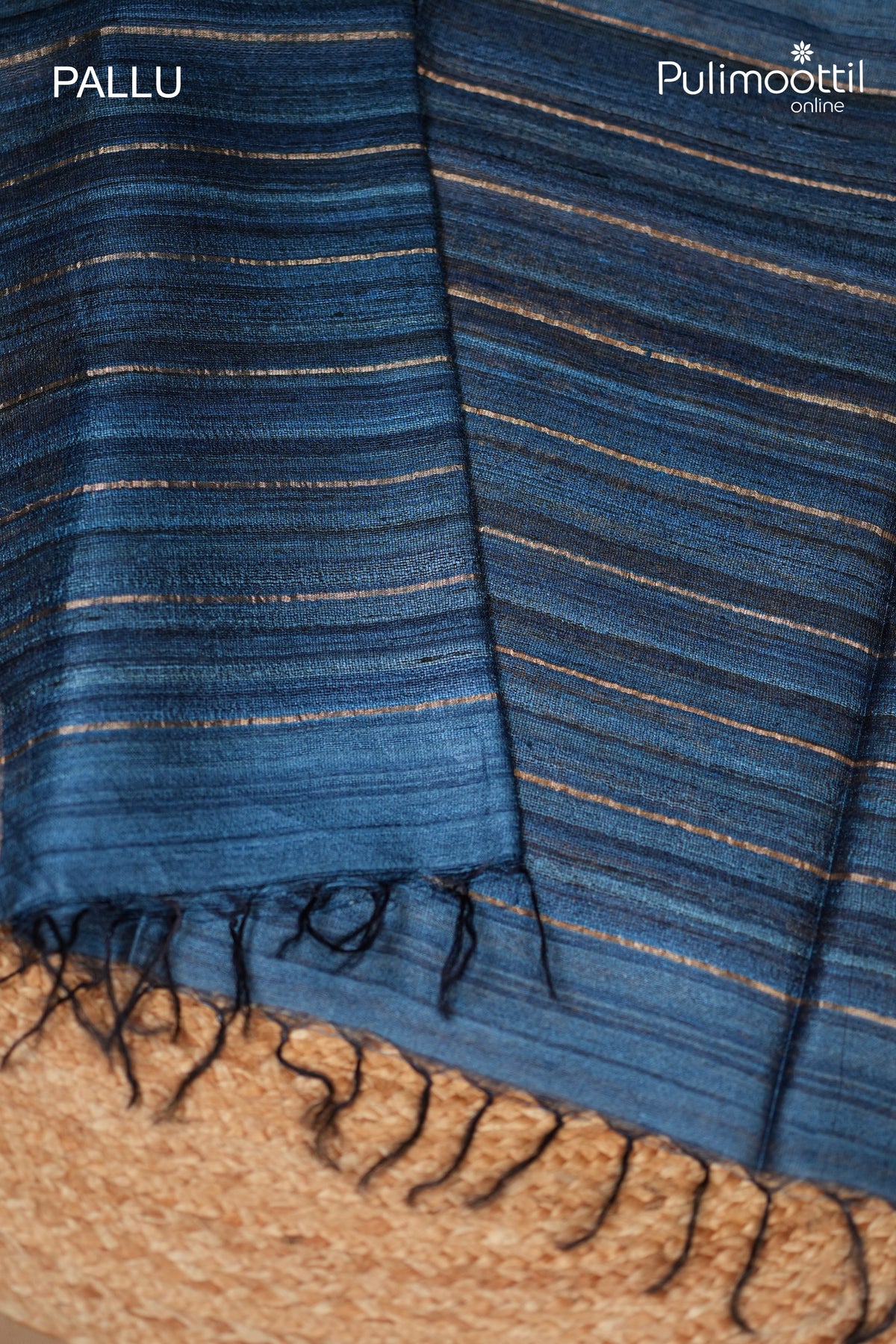 German Blue Colour Jute Silk Saree
