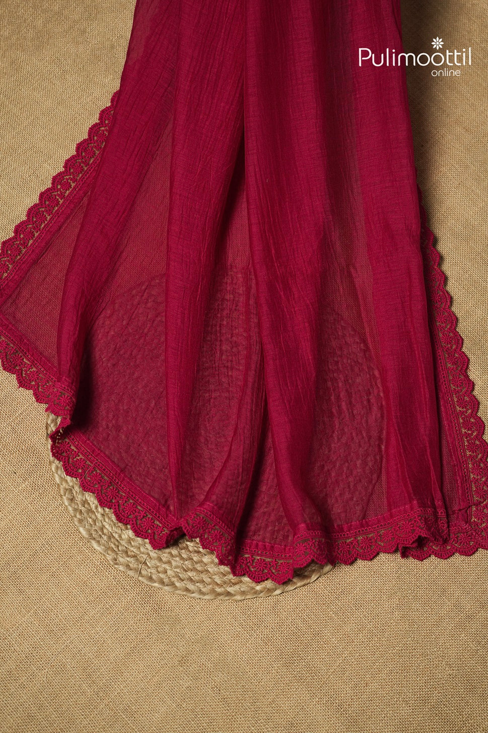 Rani Pink Colour Chanderi Saree