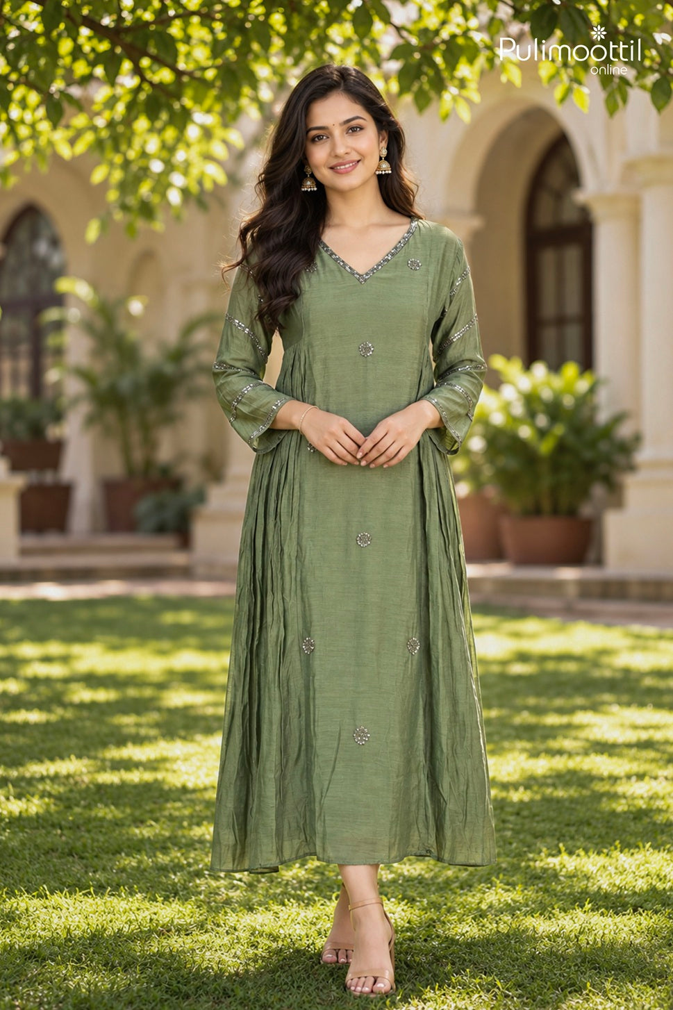 Sage Green Color A-Line Top