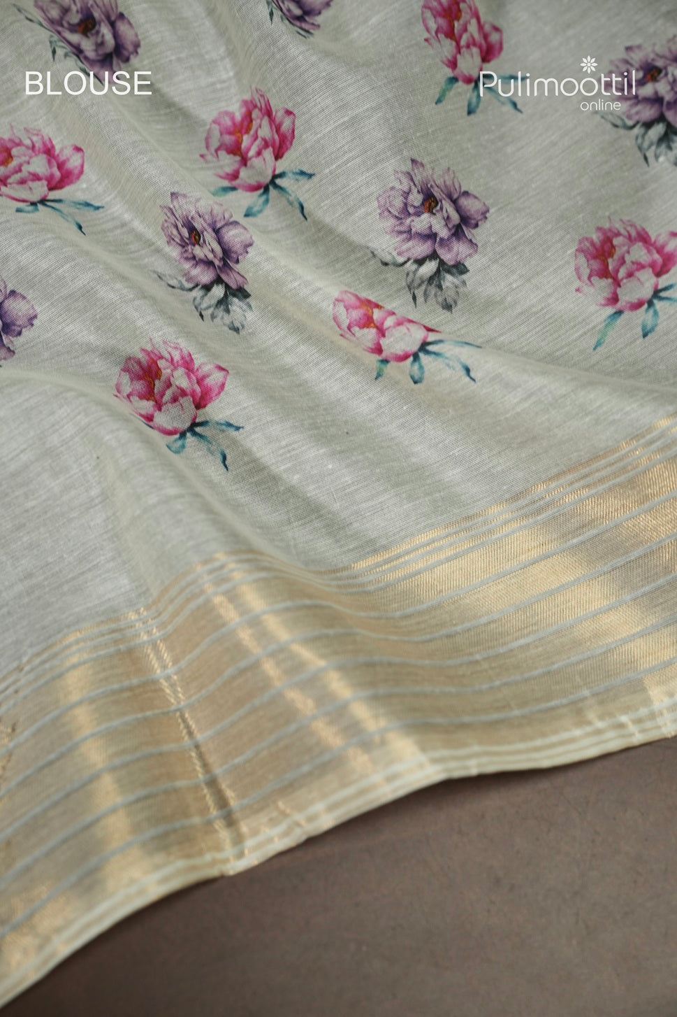 Off White Colour Semi Chanderi Traditional Saree