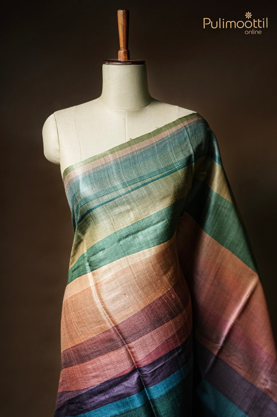 Multicolour Tussar Silk Saree
