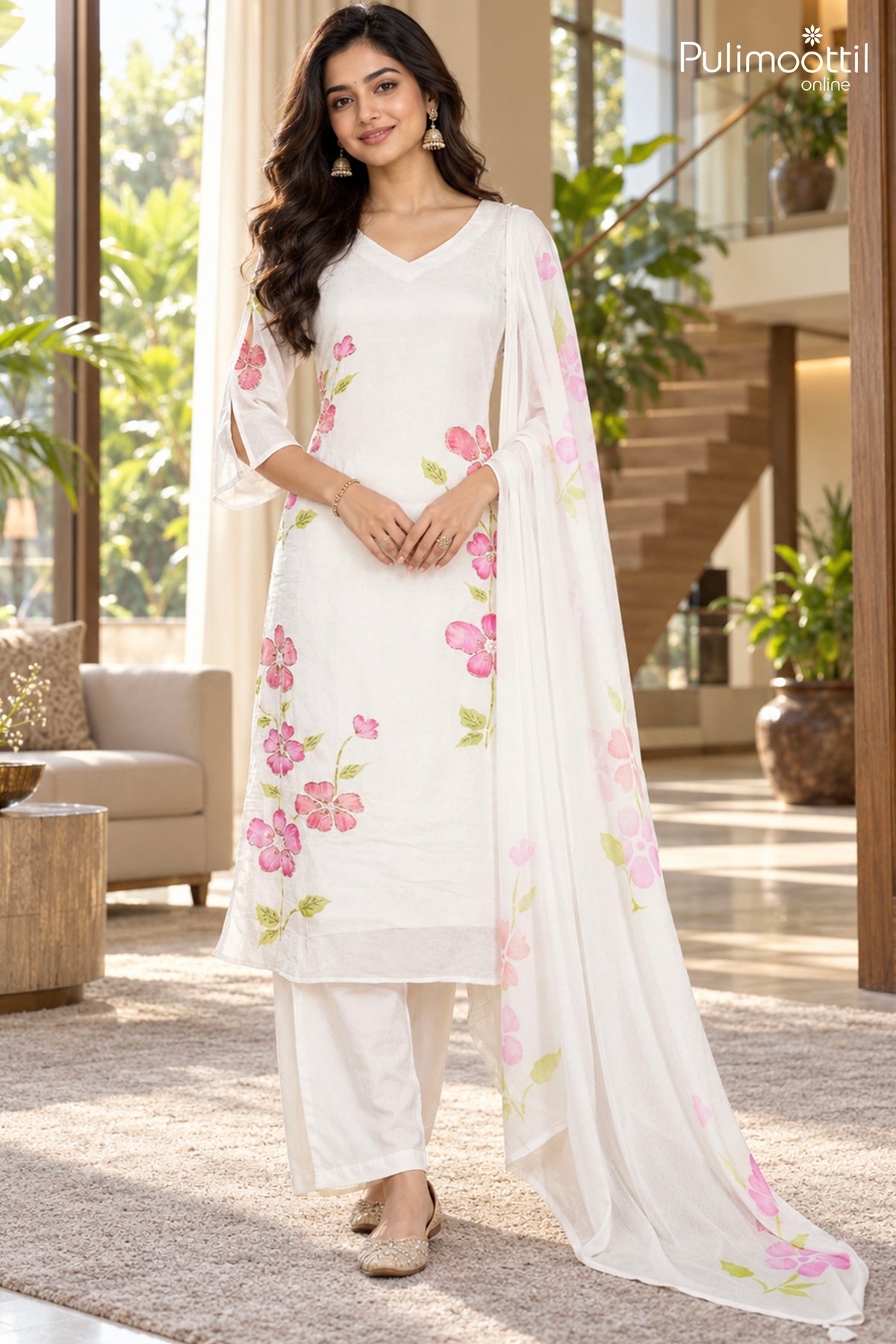 Off-White Chiffon Salwar Set.