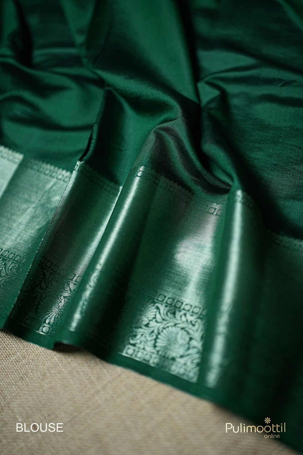 Bottle Green Chiniya Silk Saree