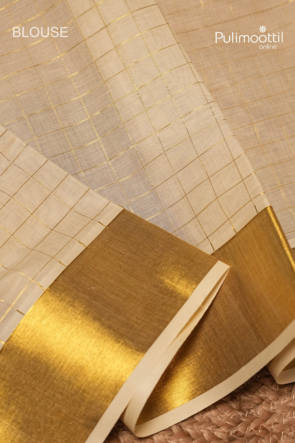 Offwhite Colour Kerala Traditional Check Set Saree