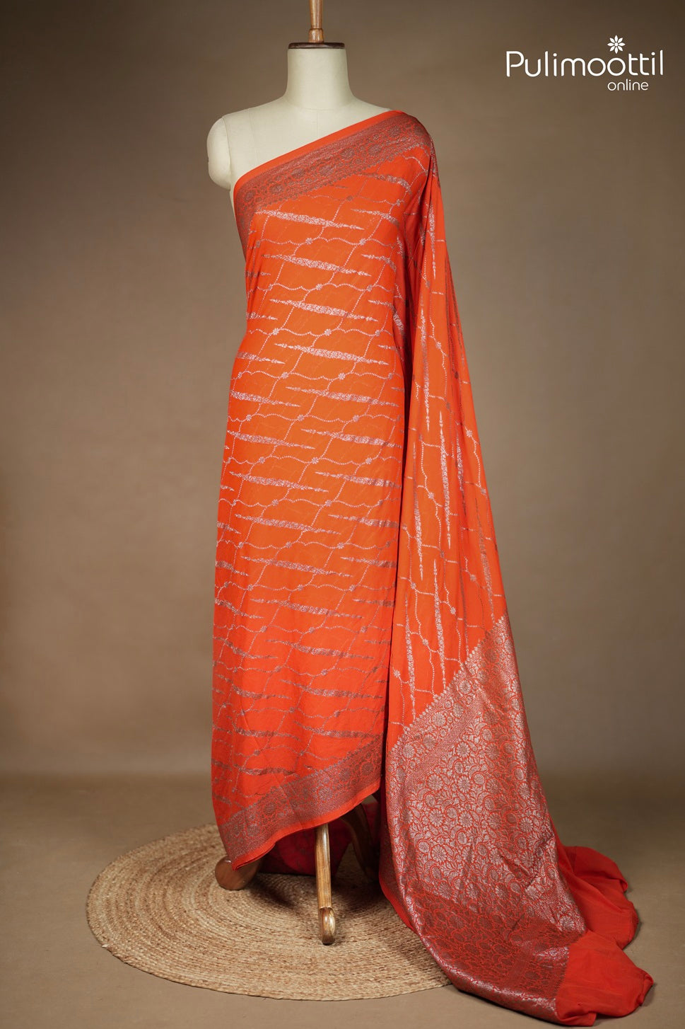 Orange Colour Banarasi Saree