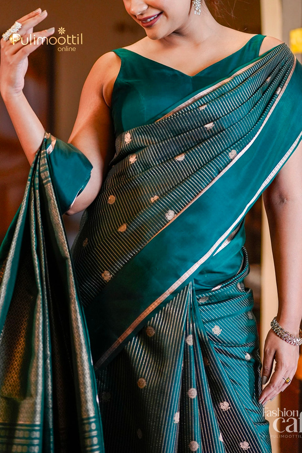 Bottle Green Colour Kanchipuram Designer Saree