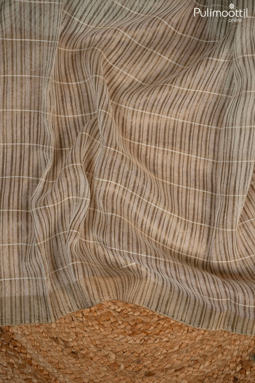 Off-White Colour Sheer Linen Saree
