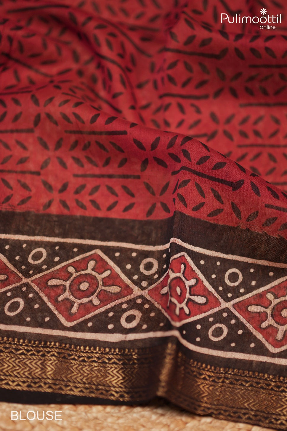 Brick Red Colour Chanderi Saree