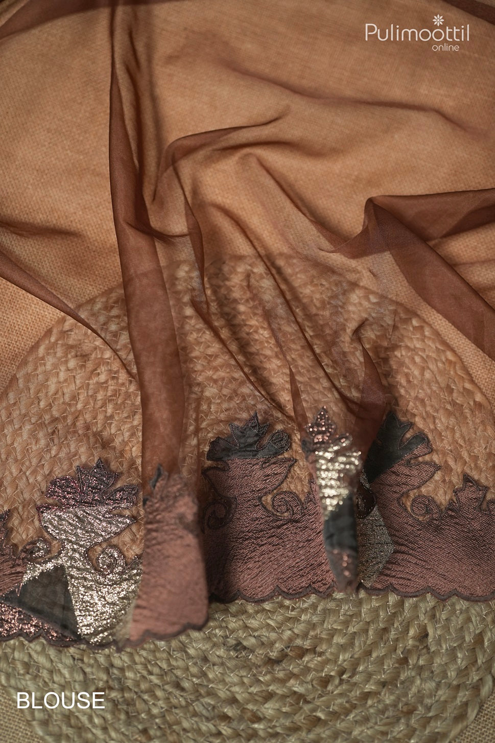 Dark Coffee Brown Colour Organza Saree