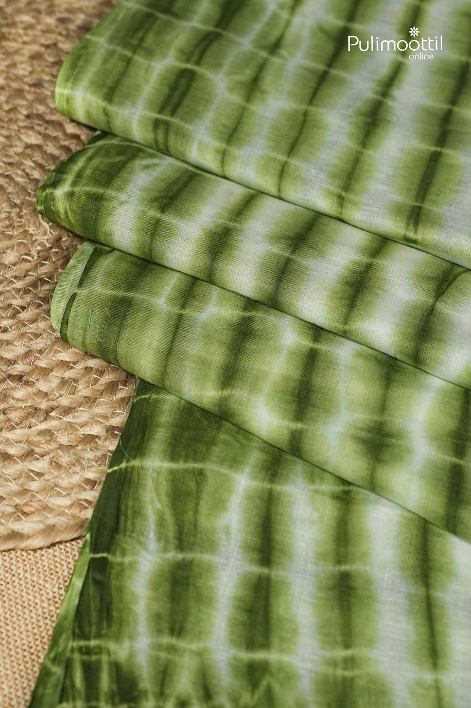 Sap Green Colour Shibori Printed Mul Cotton Saree