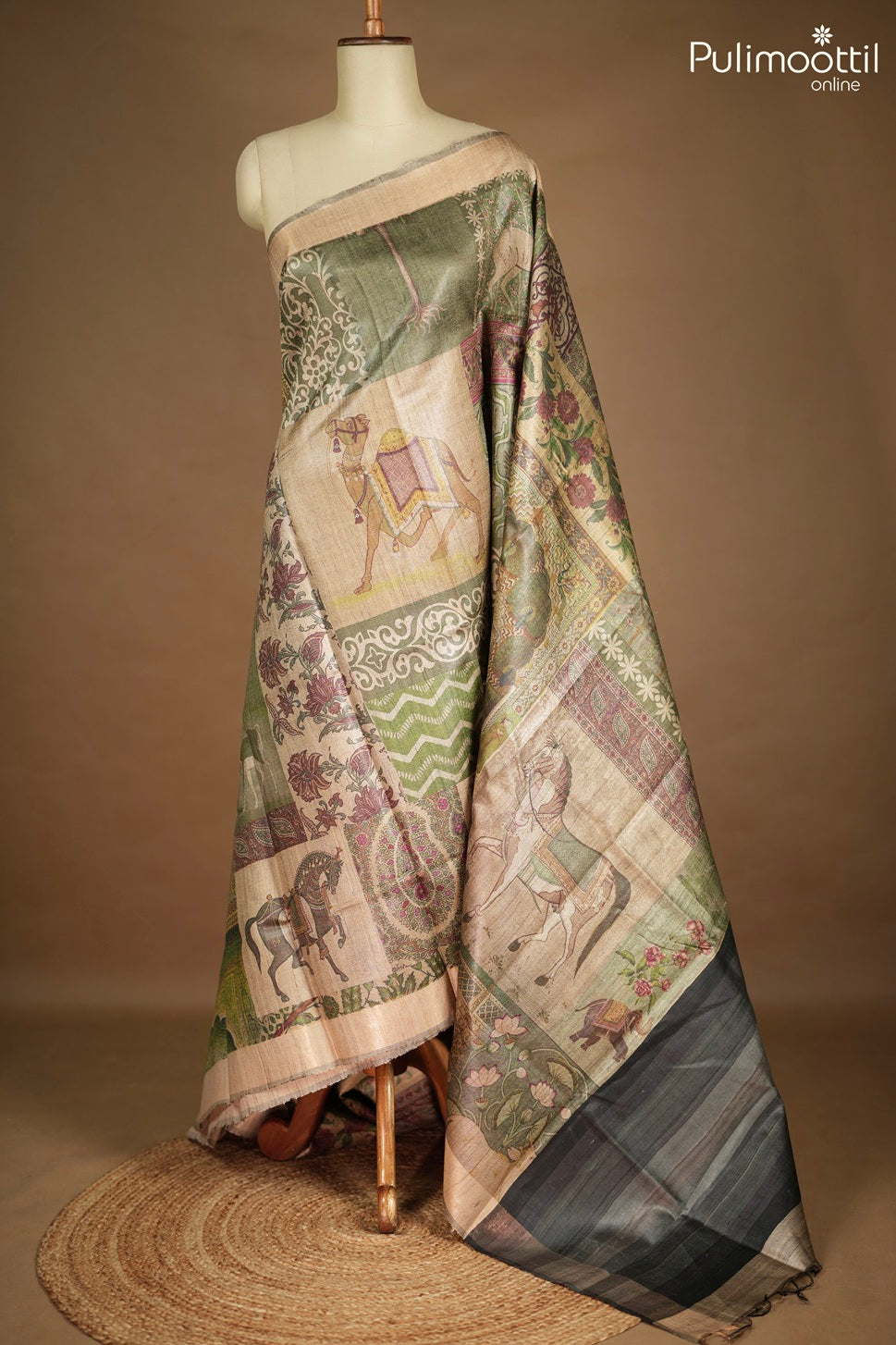 Multicolor Jute Silk Saree
