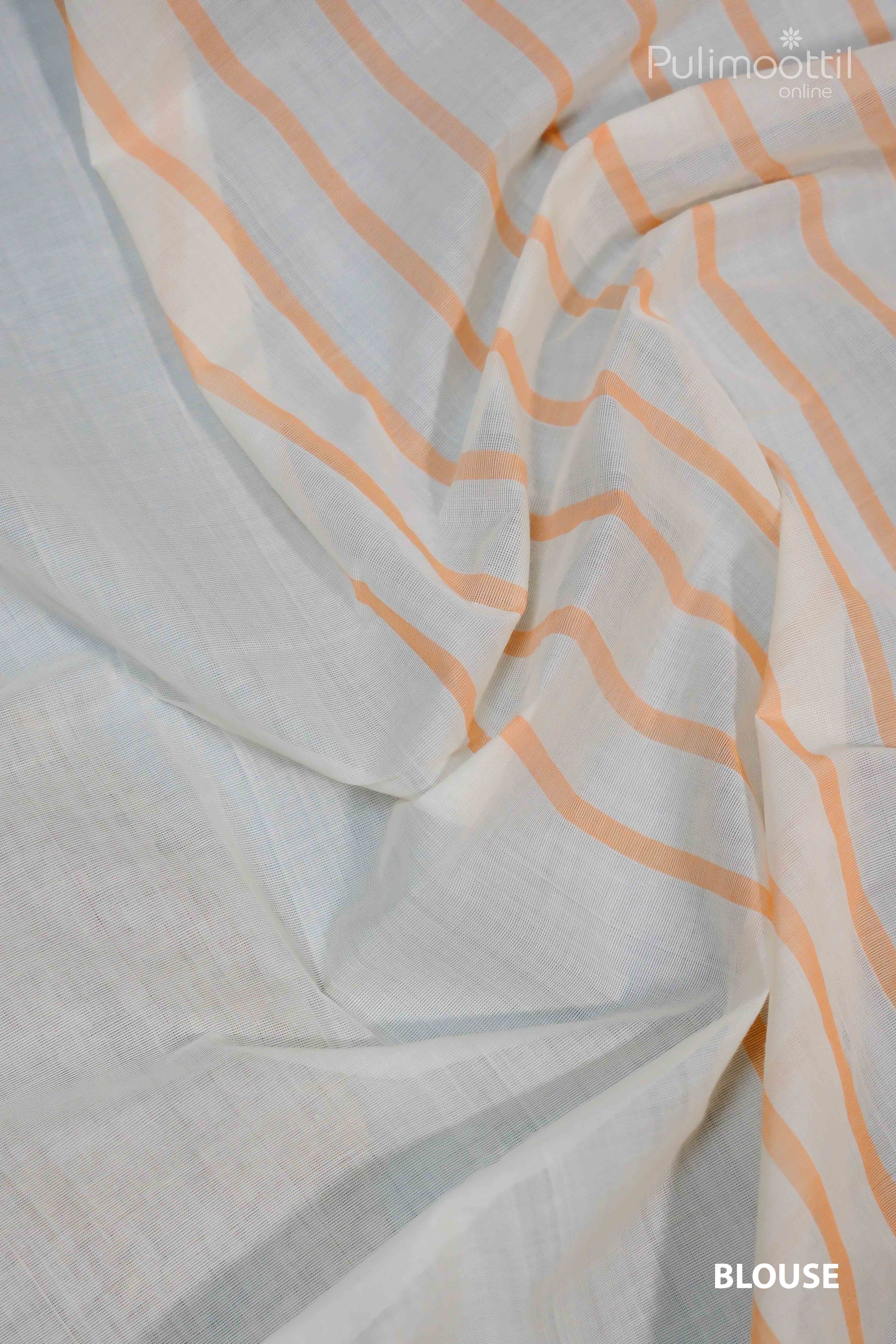 Cream Colour Pure Cotton Handloom Saree.