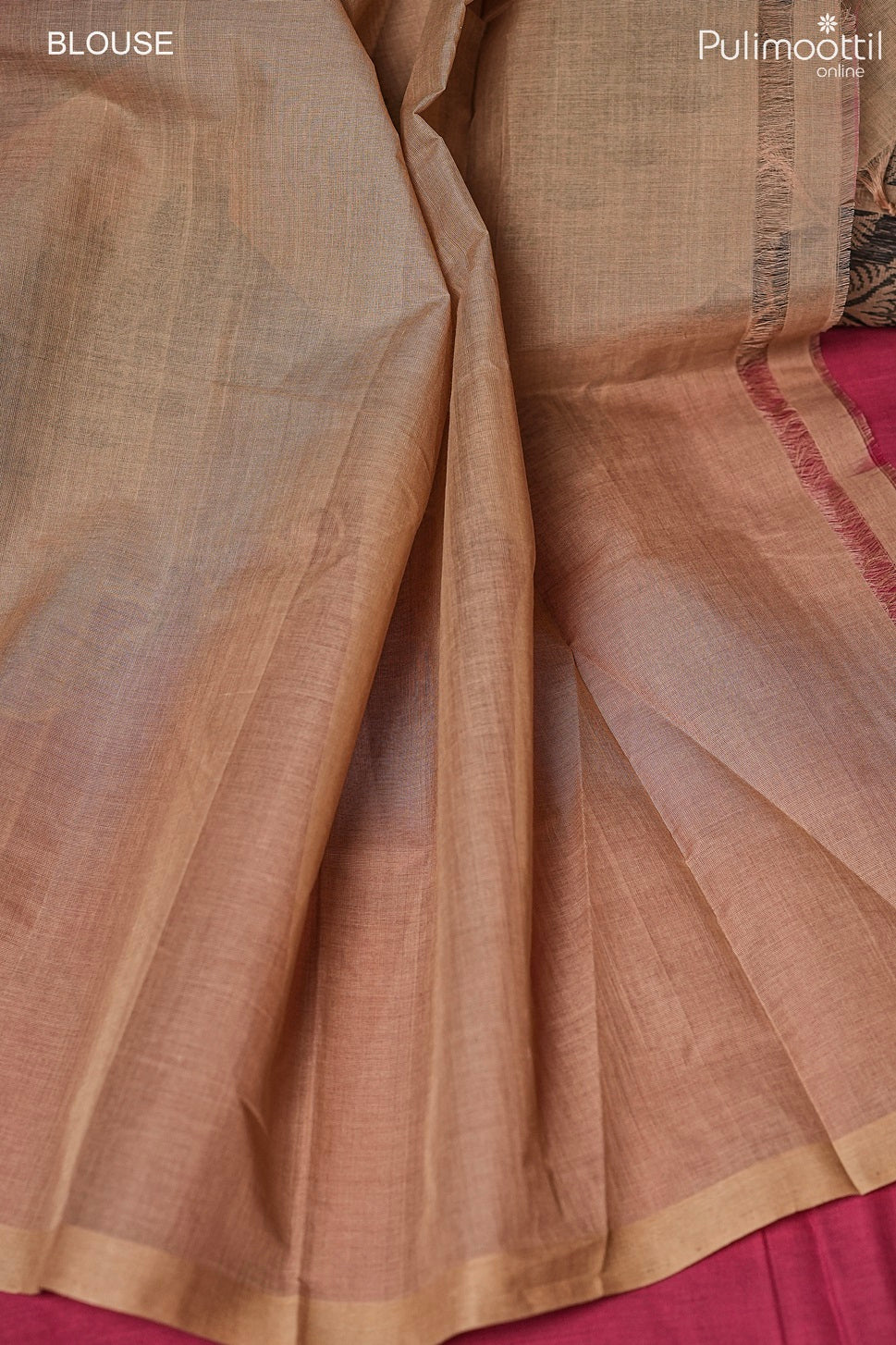 Peach Pink Colour Handloom Cotton Saree.