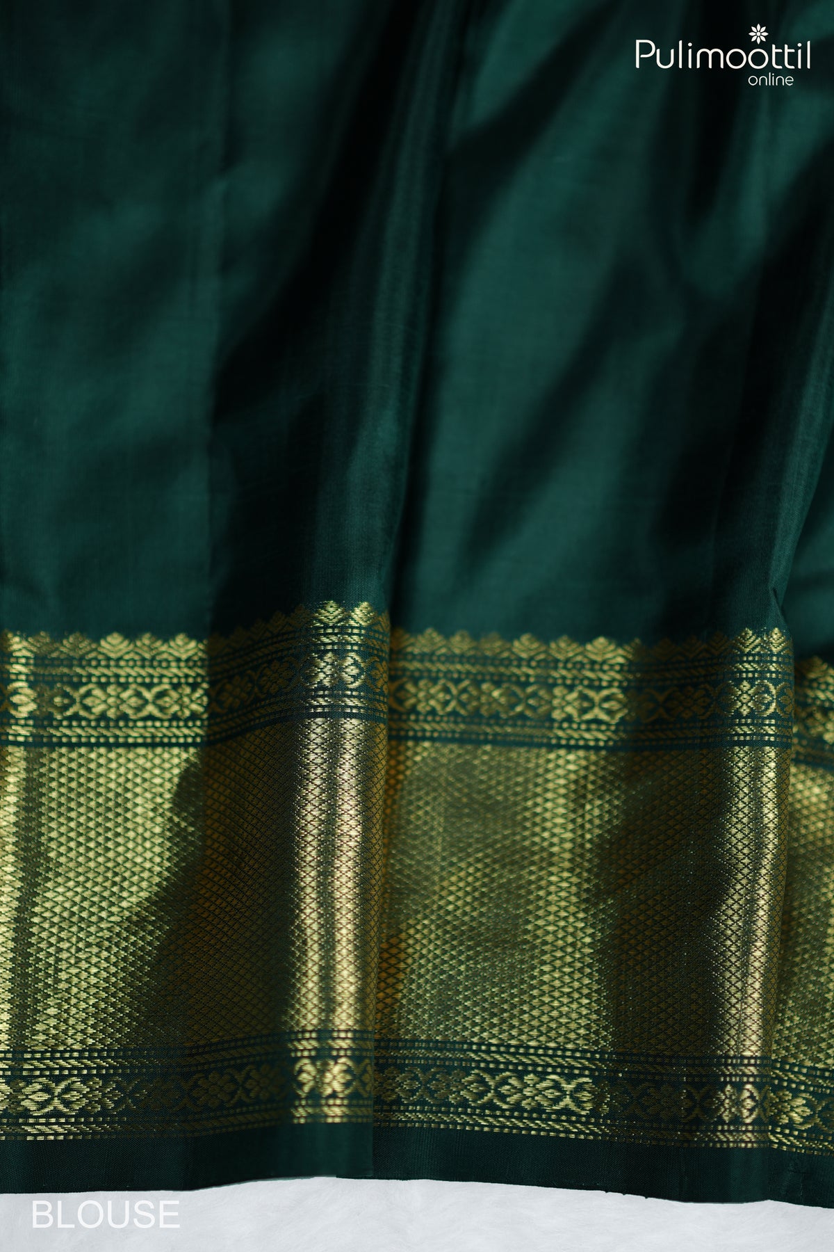 Dark Bottle Green Colour Kanchipuram Soft Silk Saree.