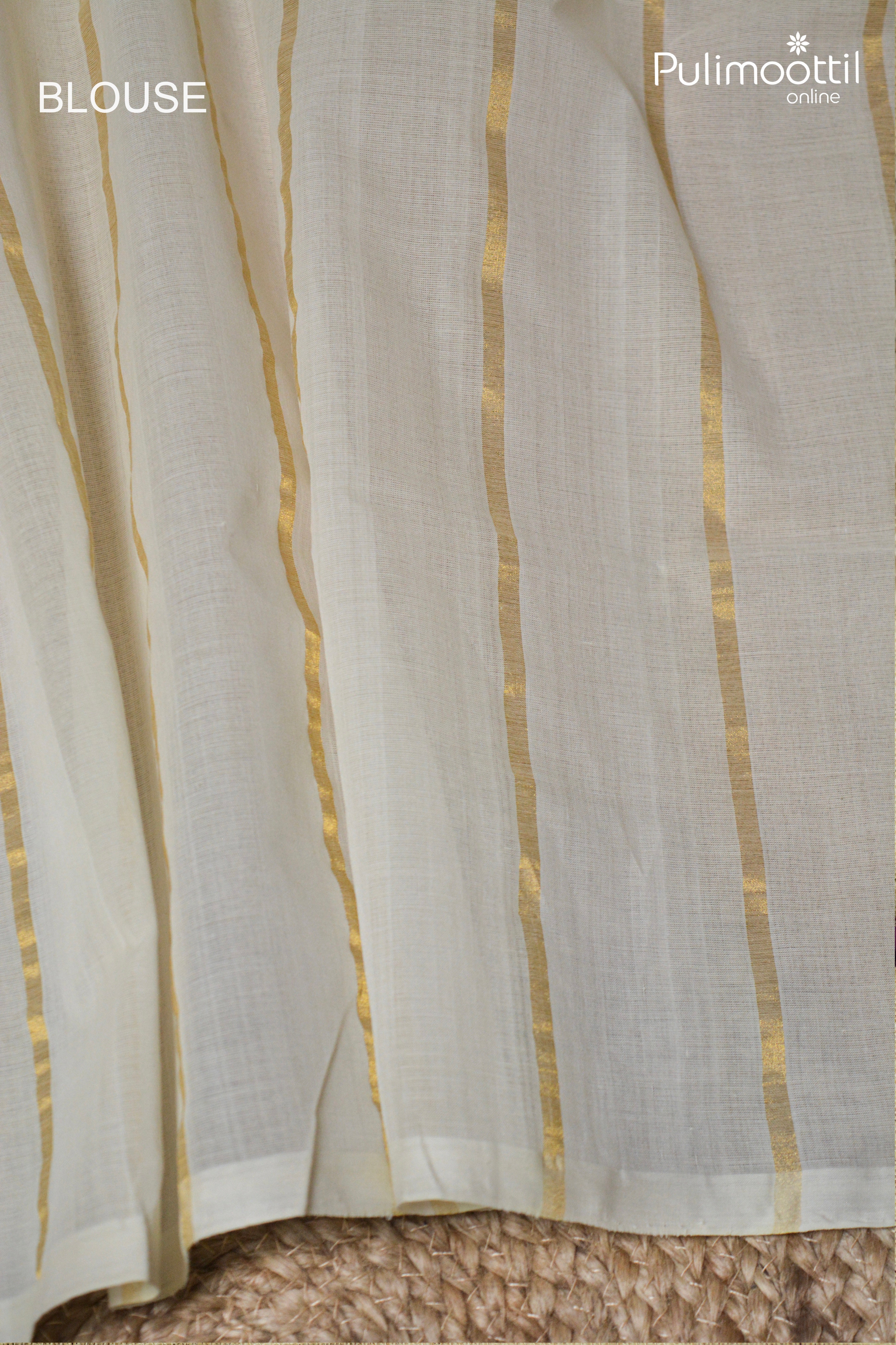 Cream colour Cotton Handloom Saree
