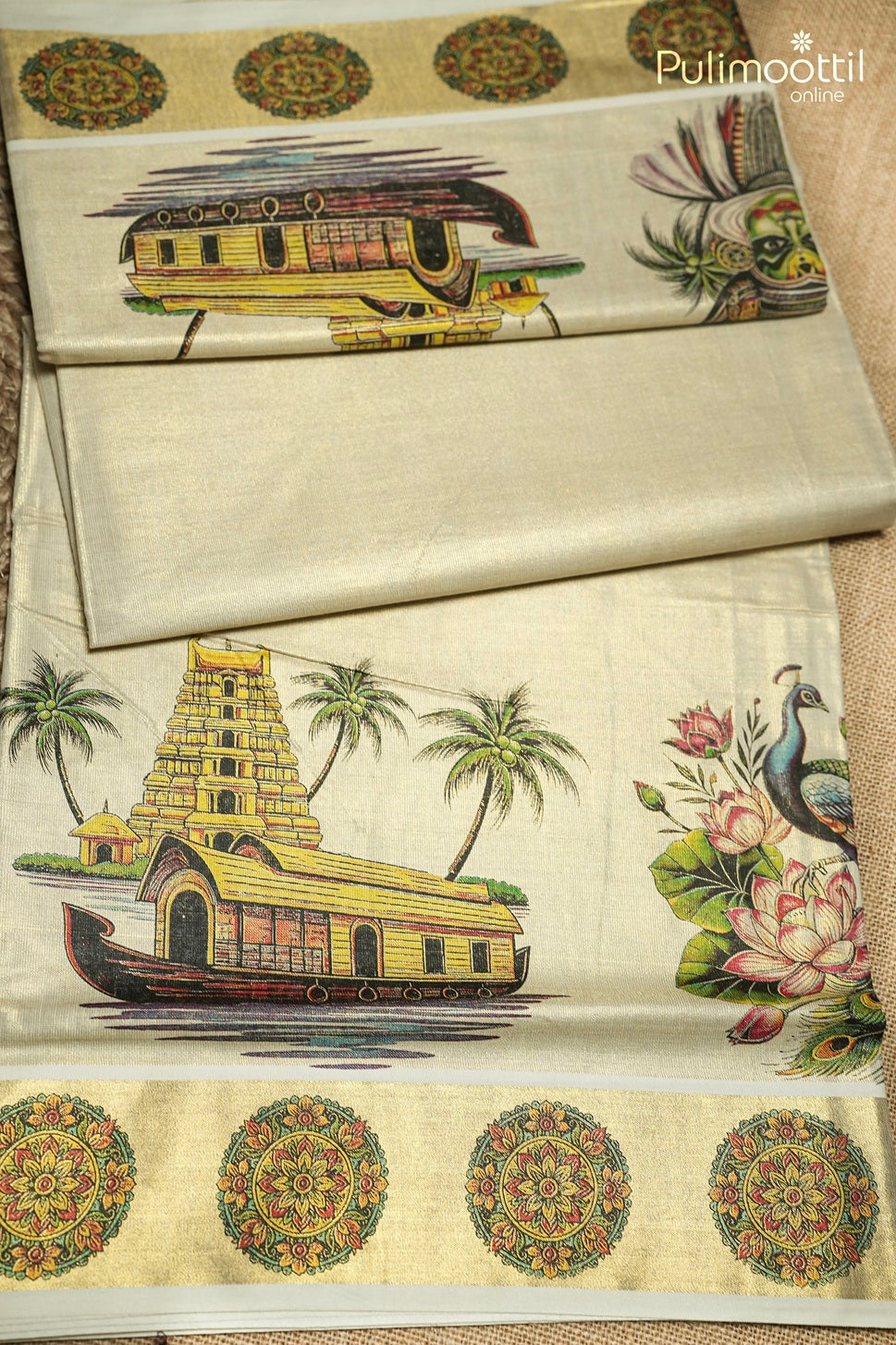 Kerala Traditional Golden Tissue Set Saree