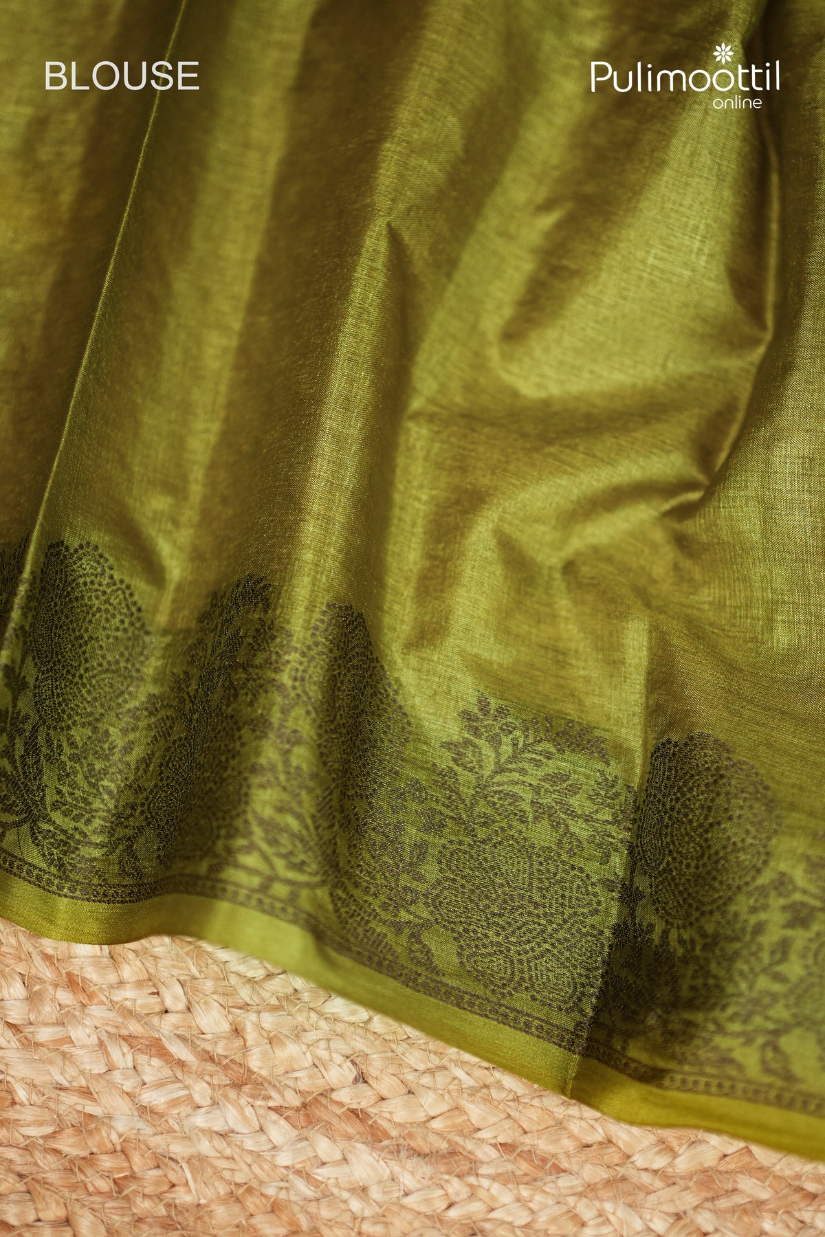 Olive Green Colour Tussar Silk Saree