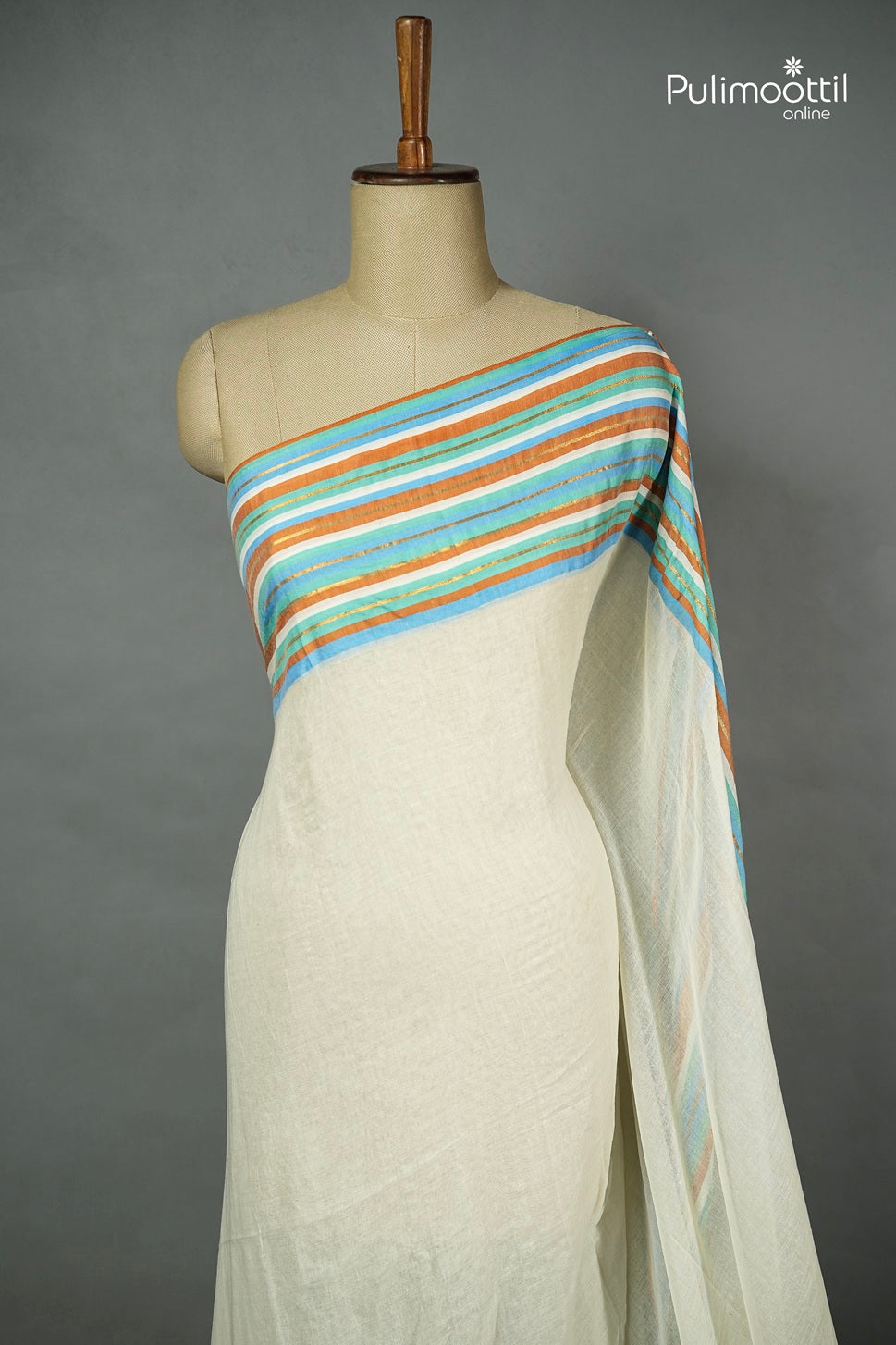 Offwhite colour Mul Cotton Saree
