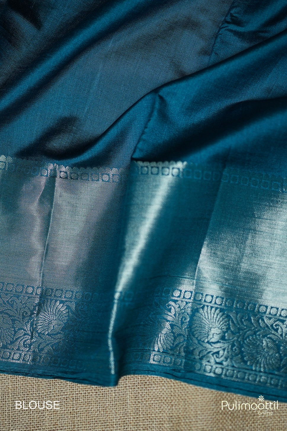 Dark Teal Blue Colour Chiniya Silk Saree