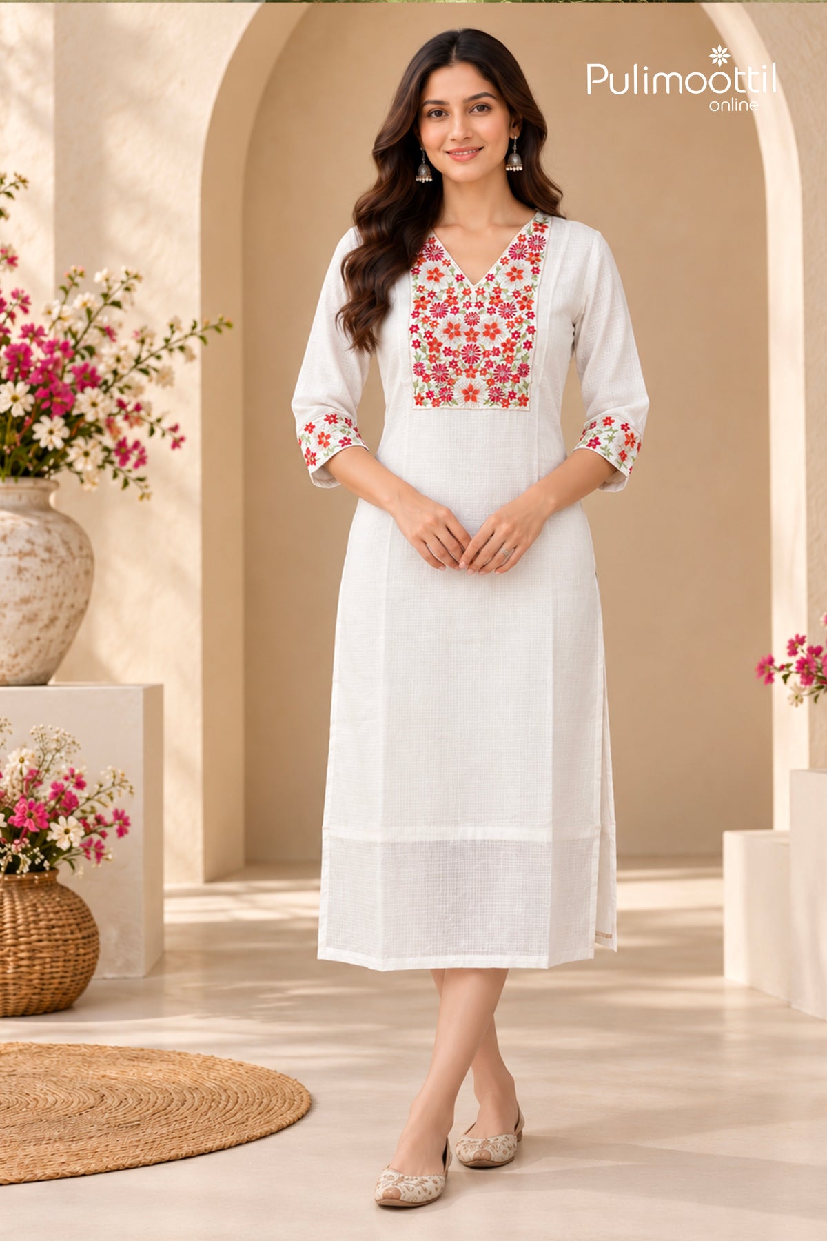Offwhite Colour Net Cotta Kurti