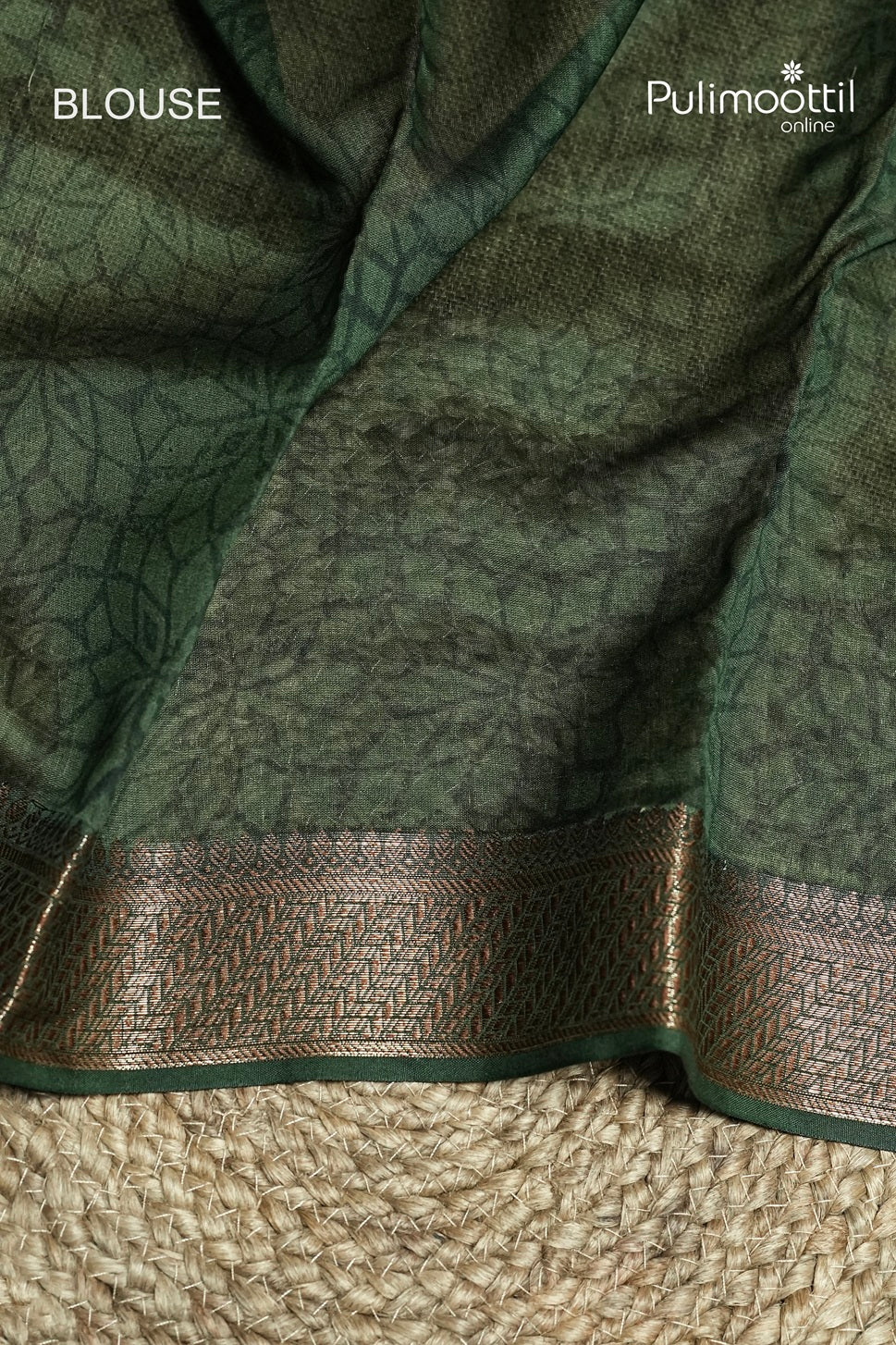 Olive Green Colour Chanderi Saree