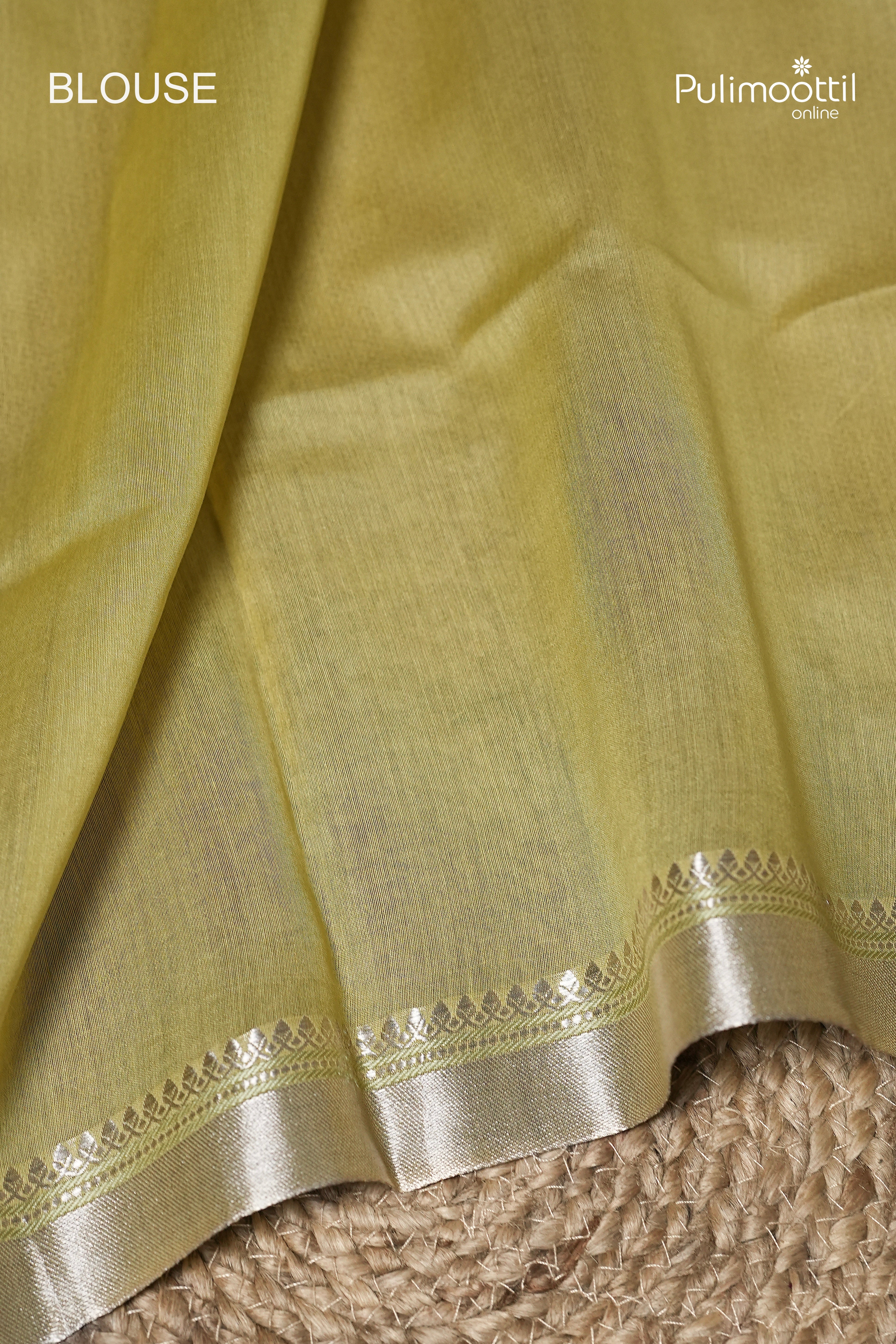 Light Olive Colour Semi Chanderi Saree